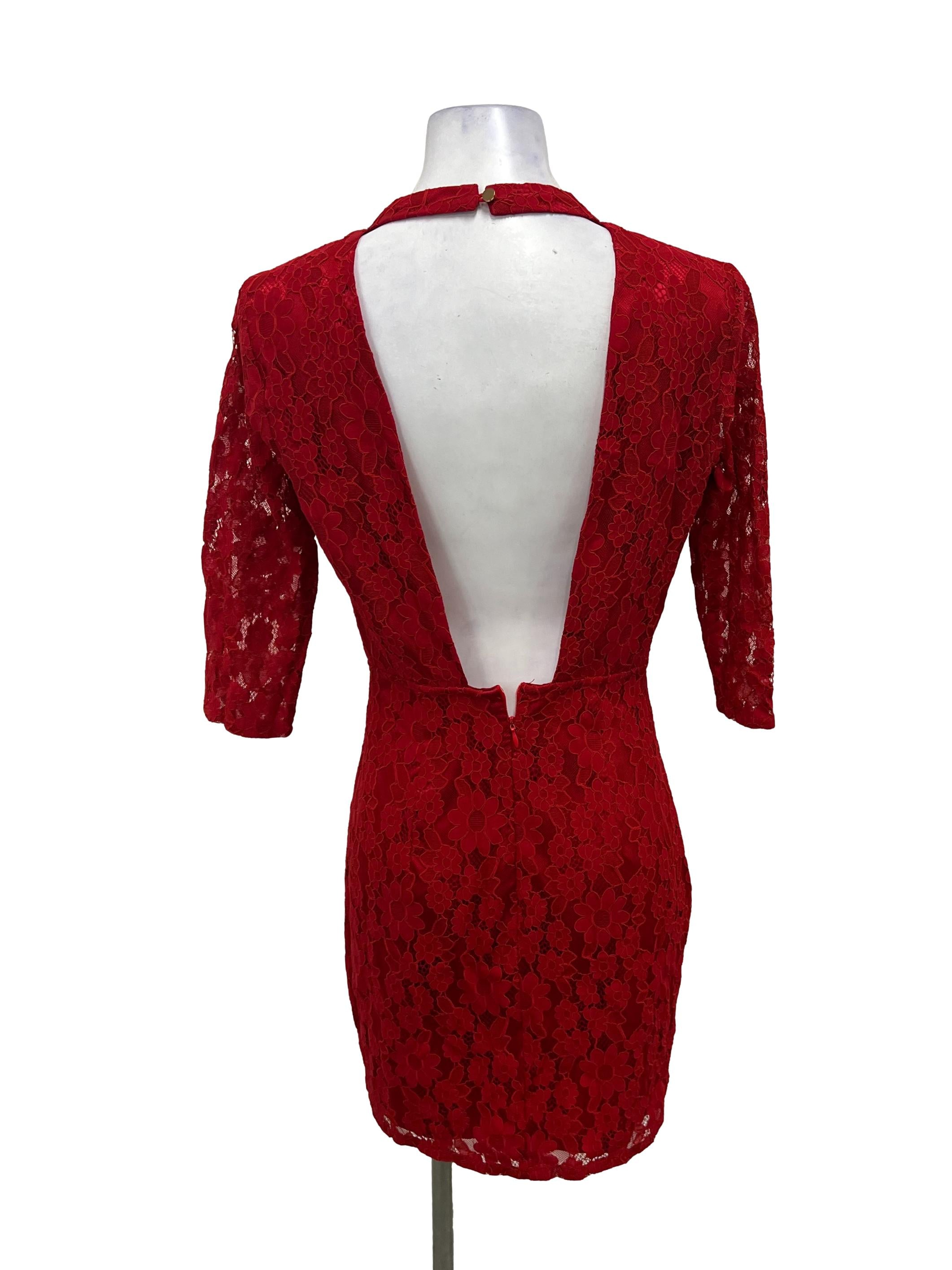 Red Laced Backless Dress