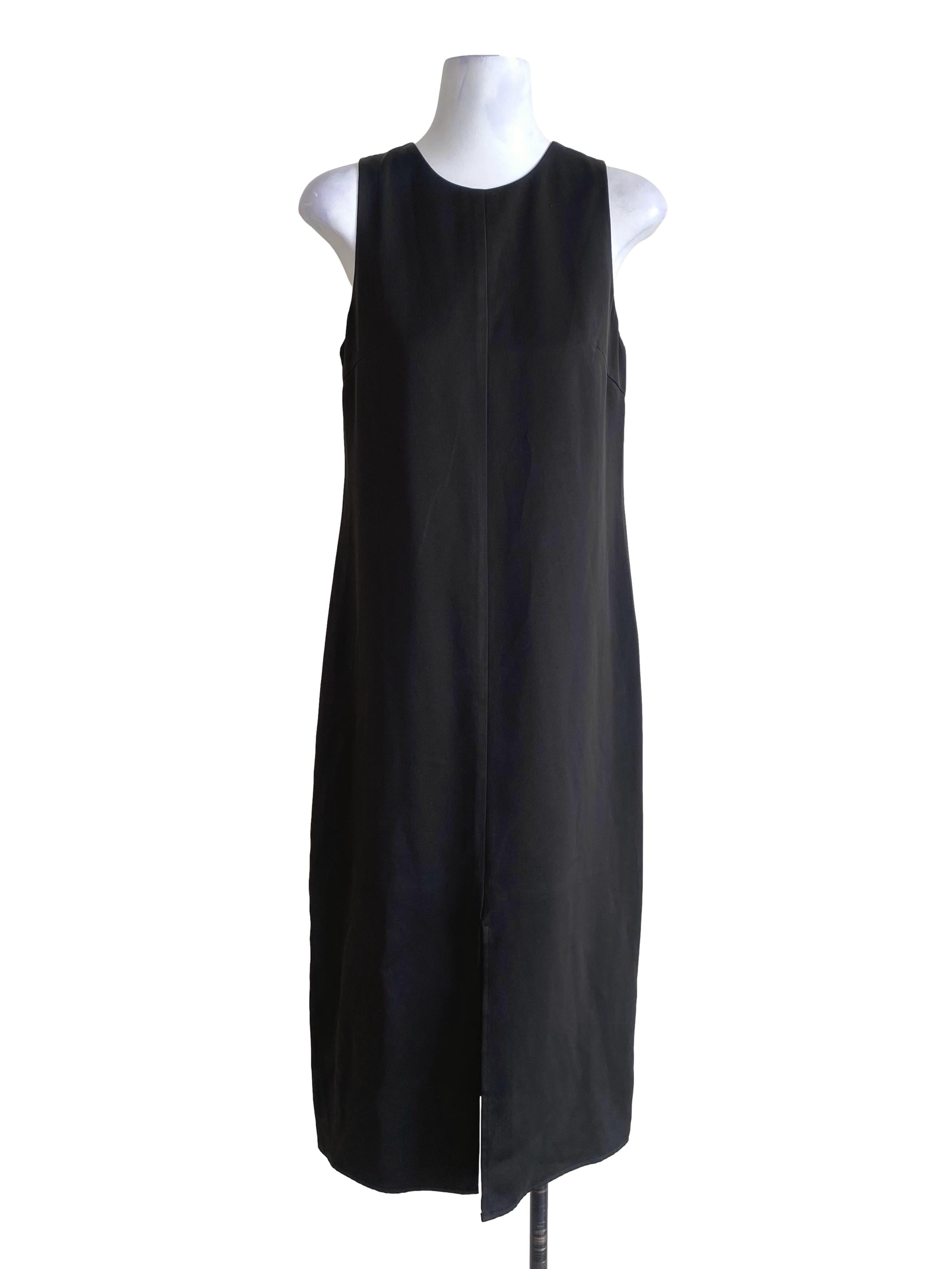 Ebony Black Front Slits Shift Dress LB