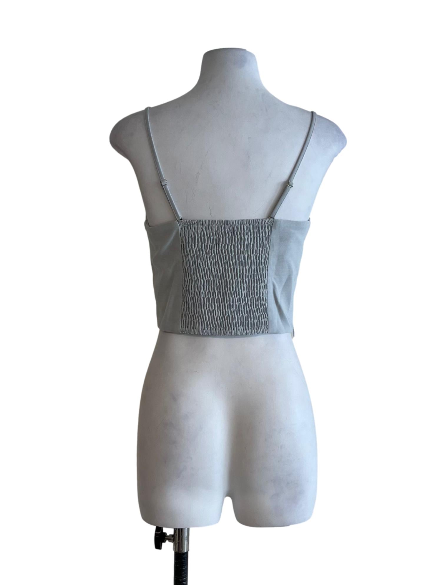 Sky Blue Spaghetti Strap Panelled Top
