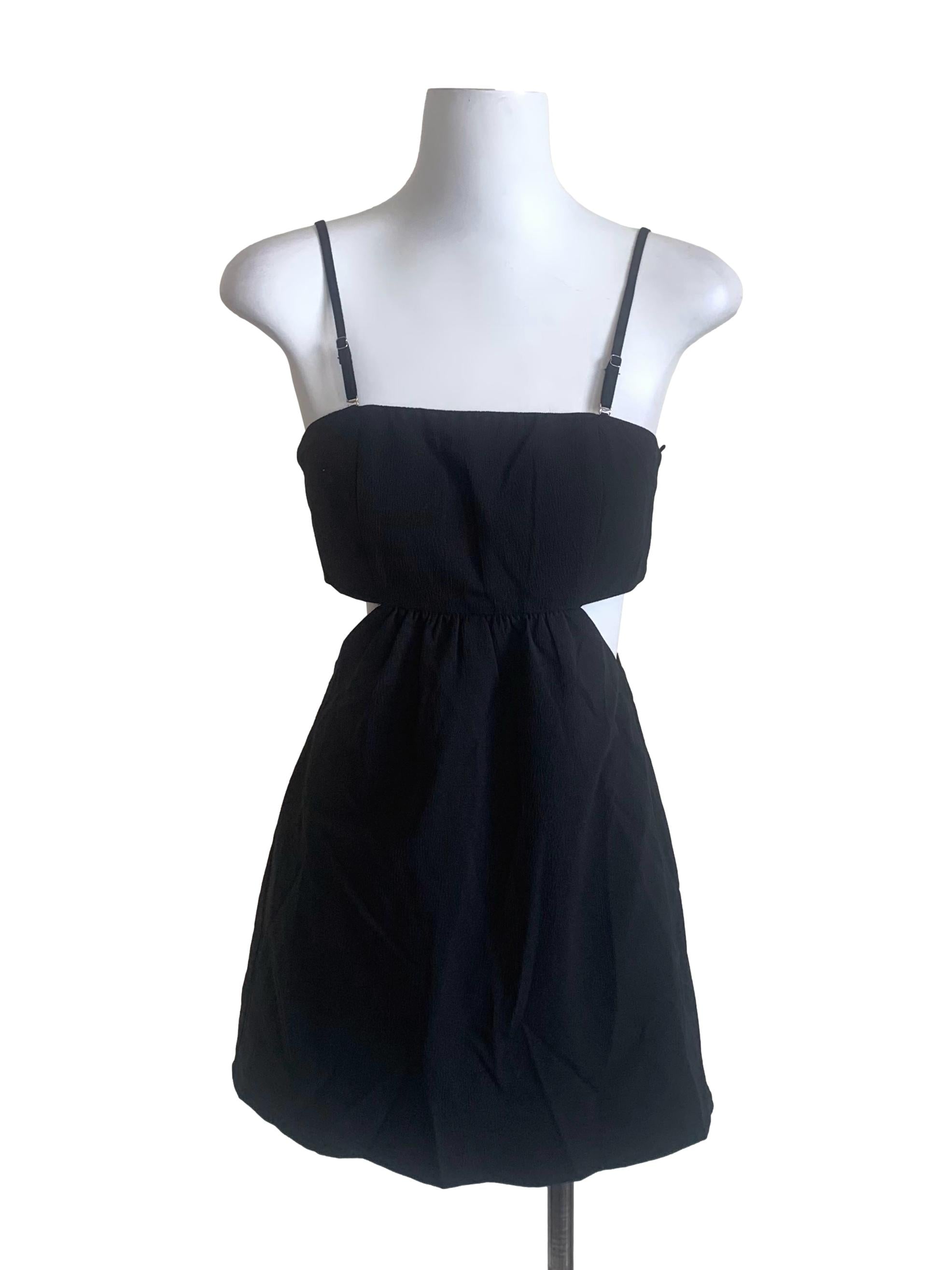 Pitch Black Spaghetti Strap Dress YHF