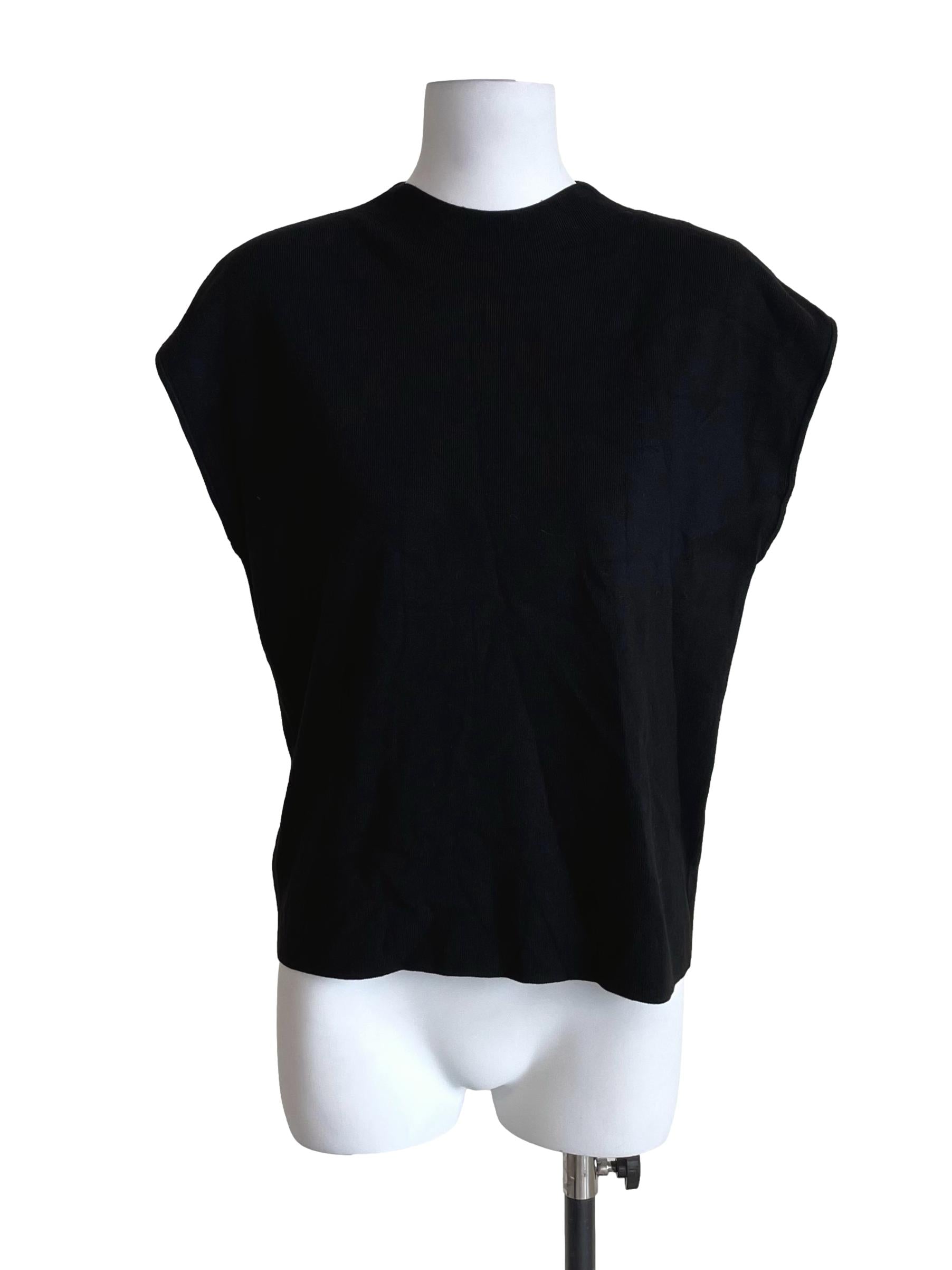 Black Drop Shoulder Knit Top
