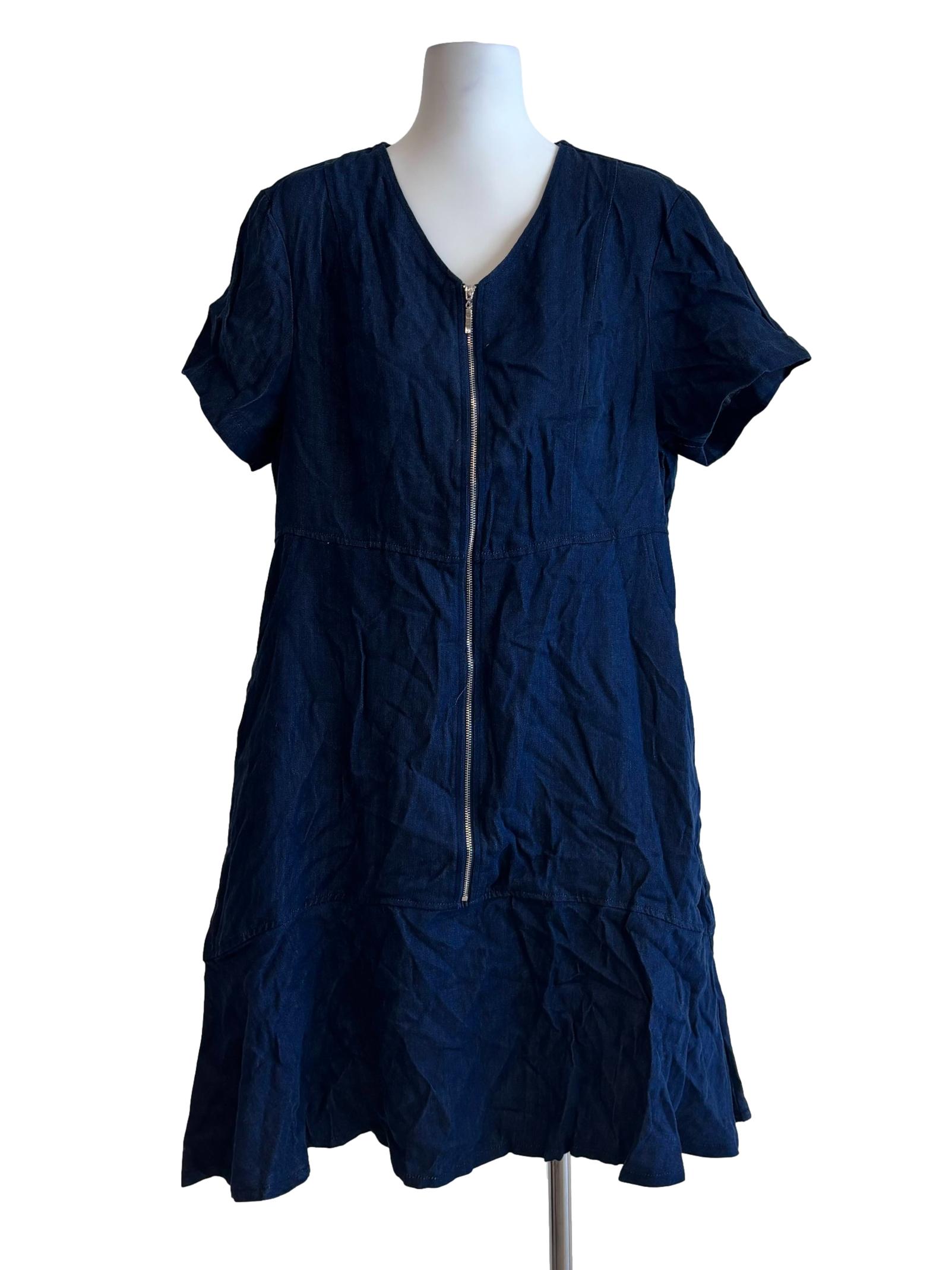 Blue Denim Zip Up Dress