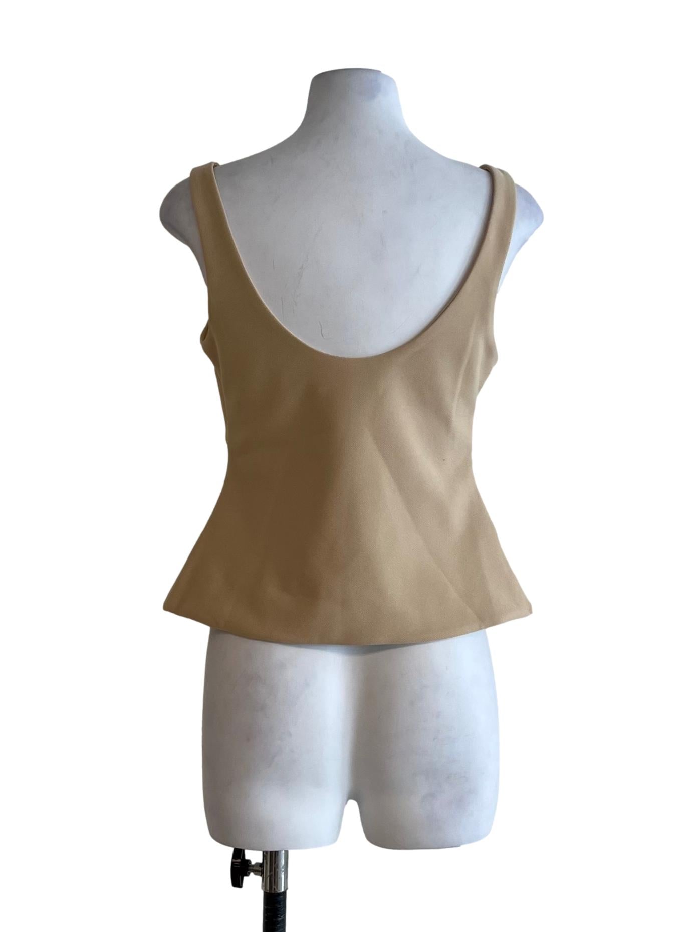 Beige Scoop Neckline Sleeveless Top