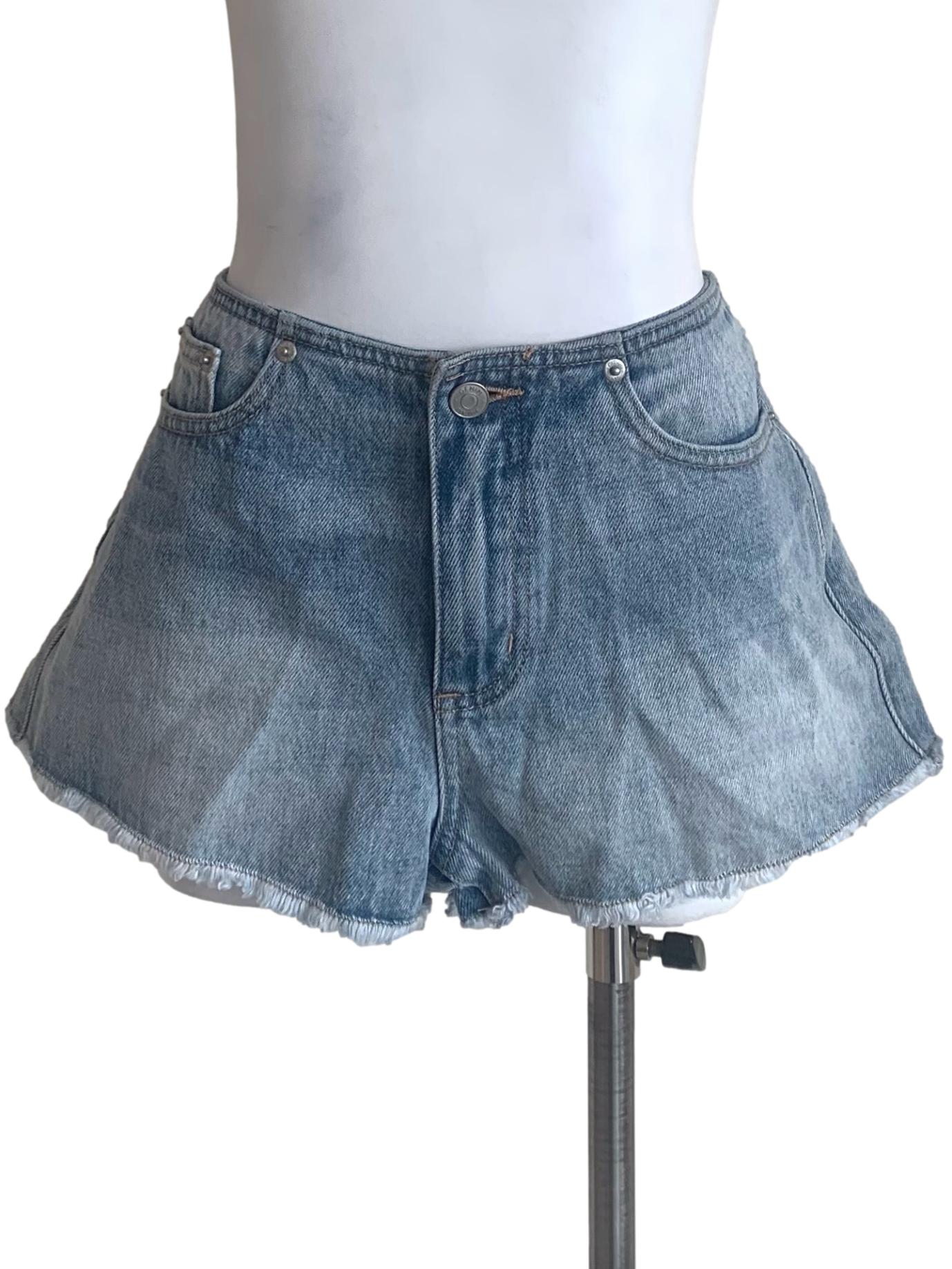 Light Blue Low Rise Denim Shorts