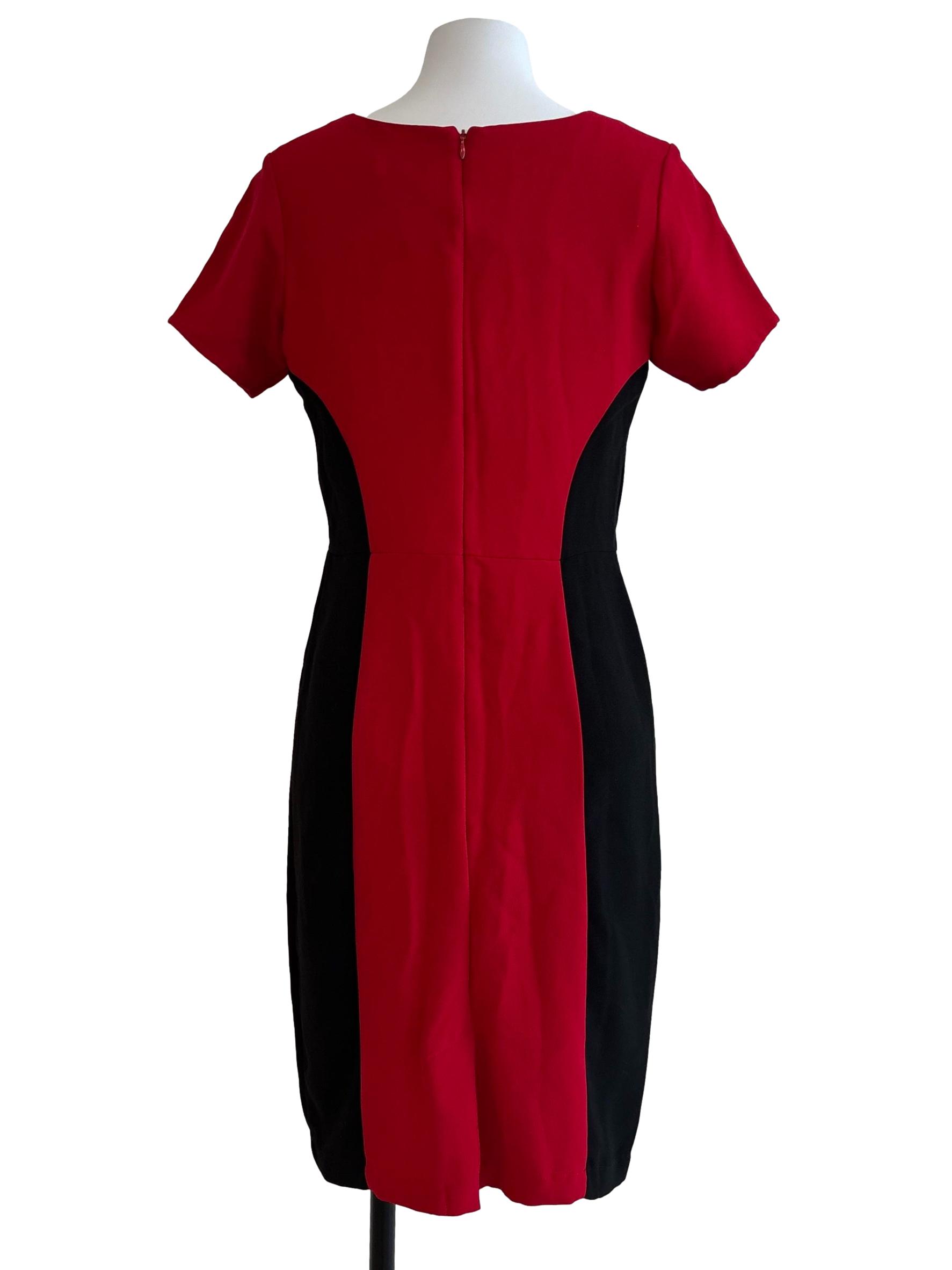 Crimson Red Black Pencil Dress