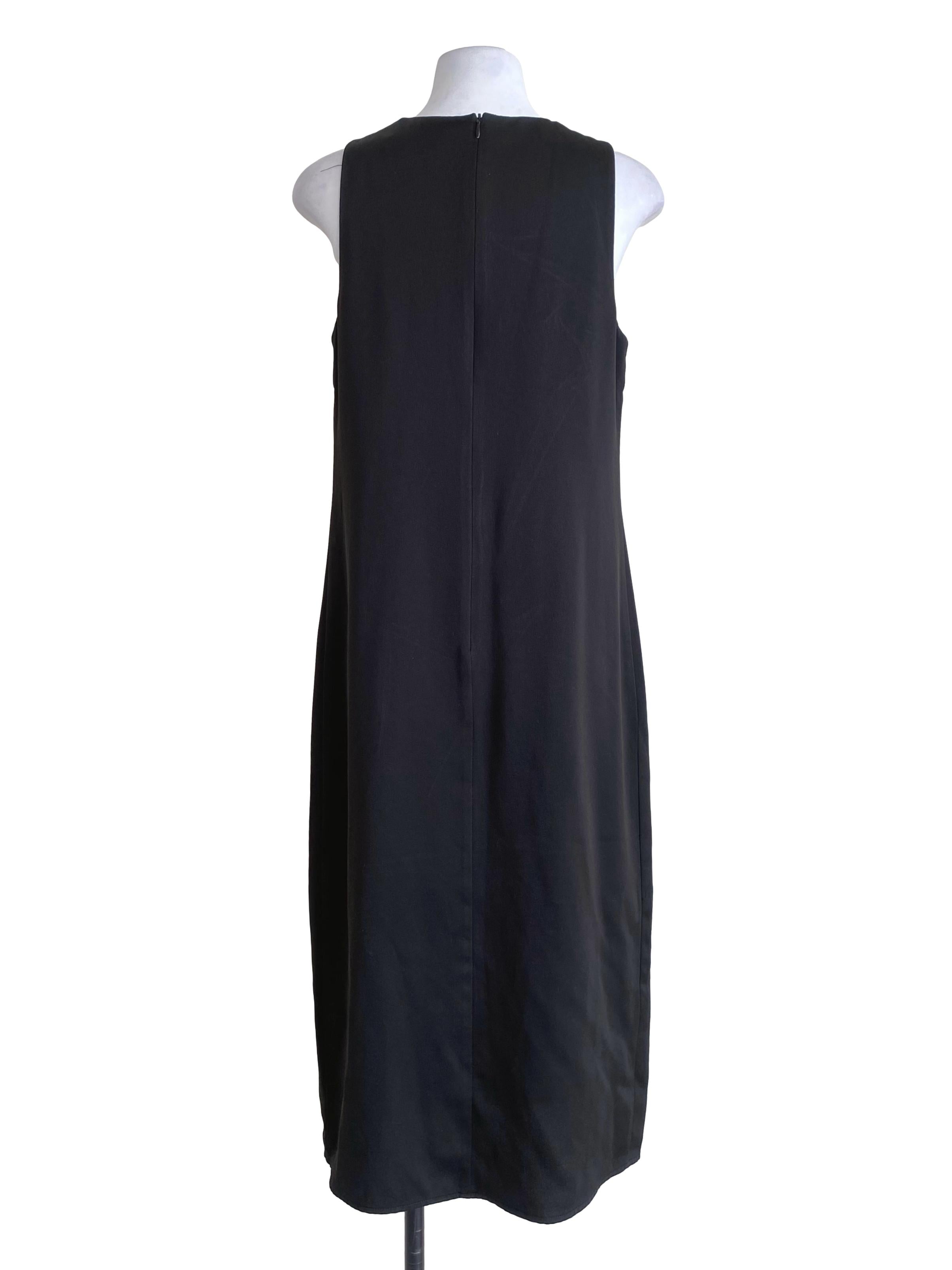 Ebony Black Front Slits Shift Dress LB
