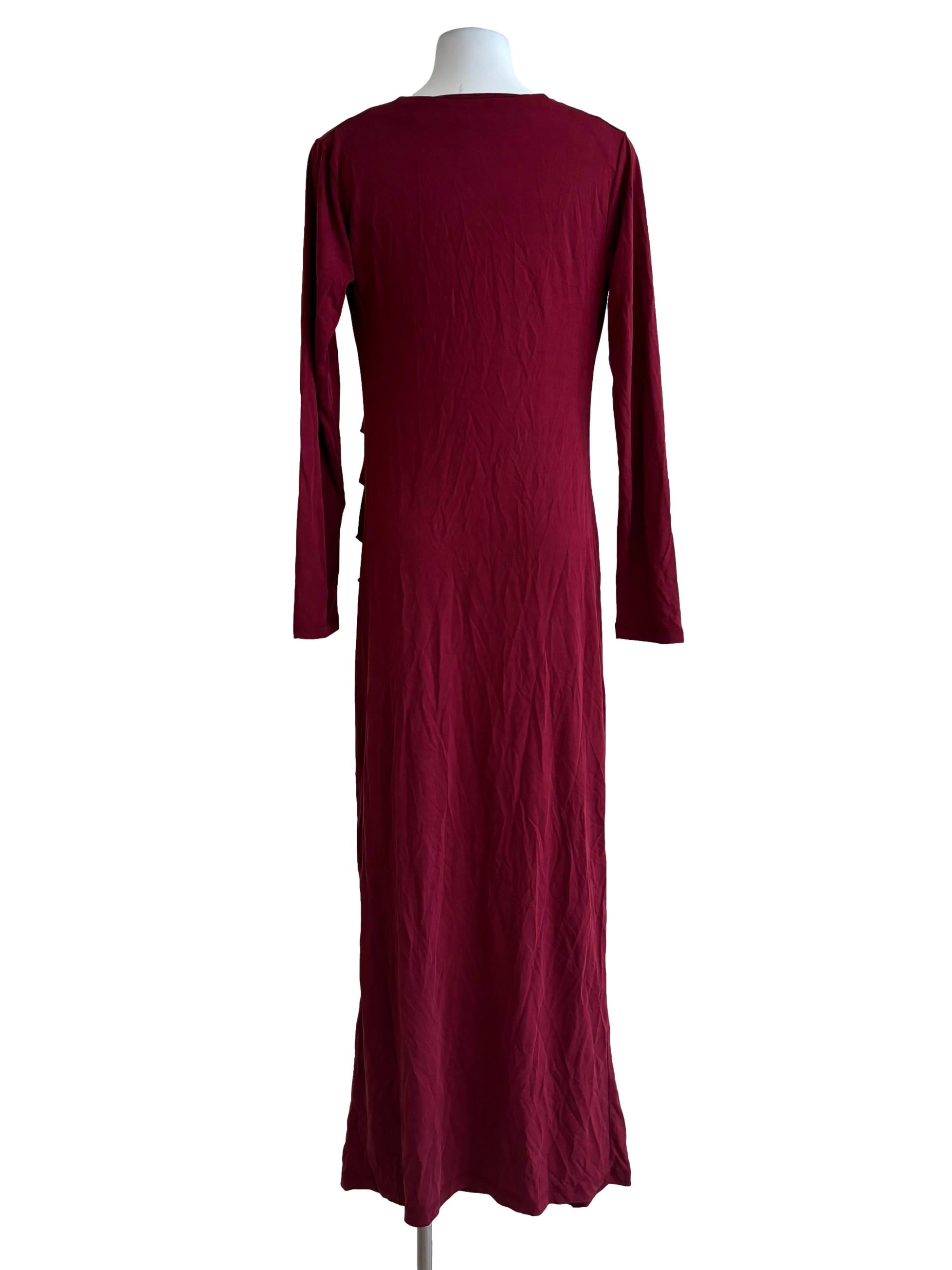 Maroon Longsleeve Cowl Bodycon Dress