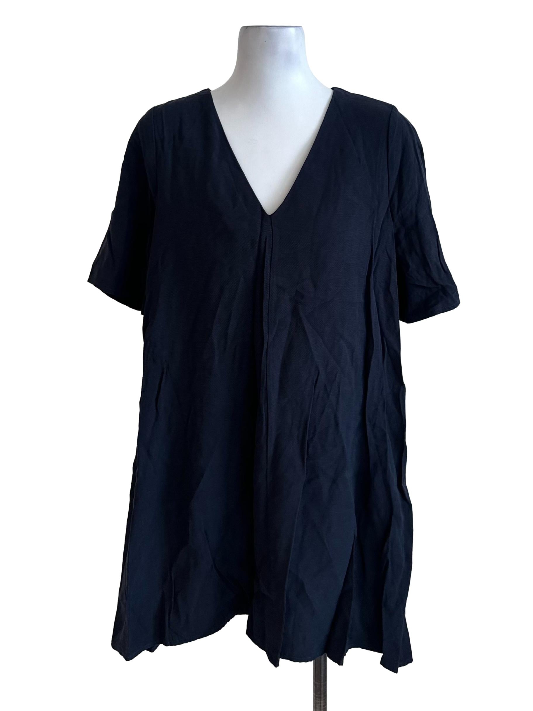 Charcoal Black V Neck Dress