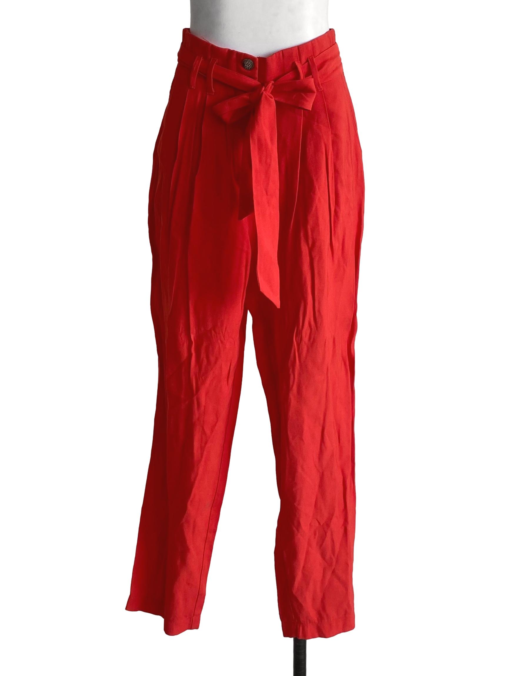 Light Coral Orange Pleated Long Pants
