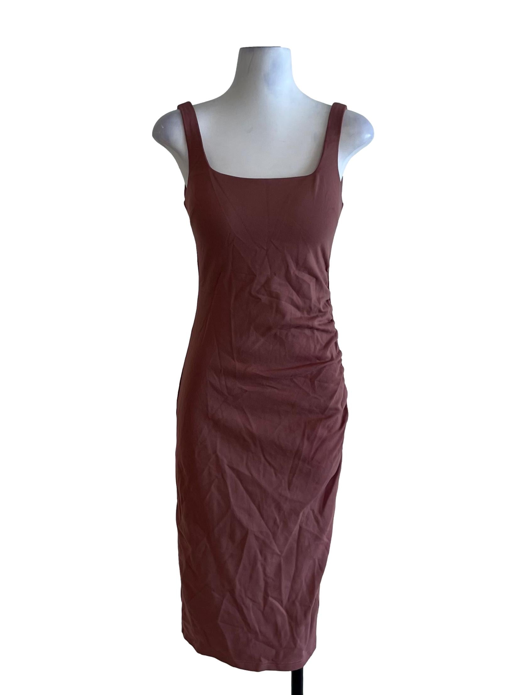 Blush Pink Square Neckline Sheath Dress