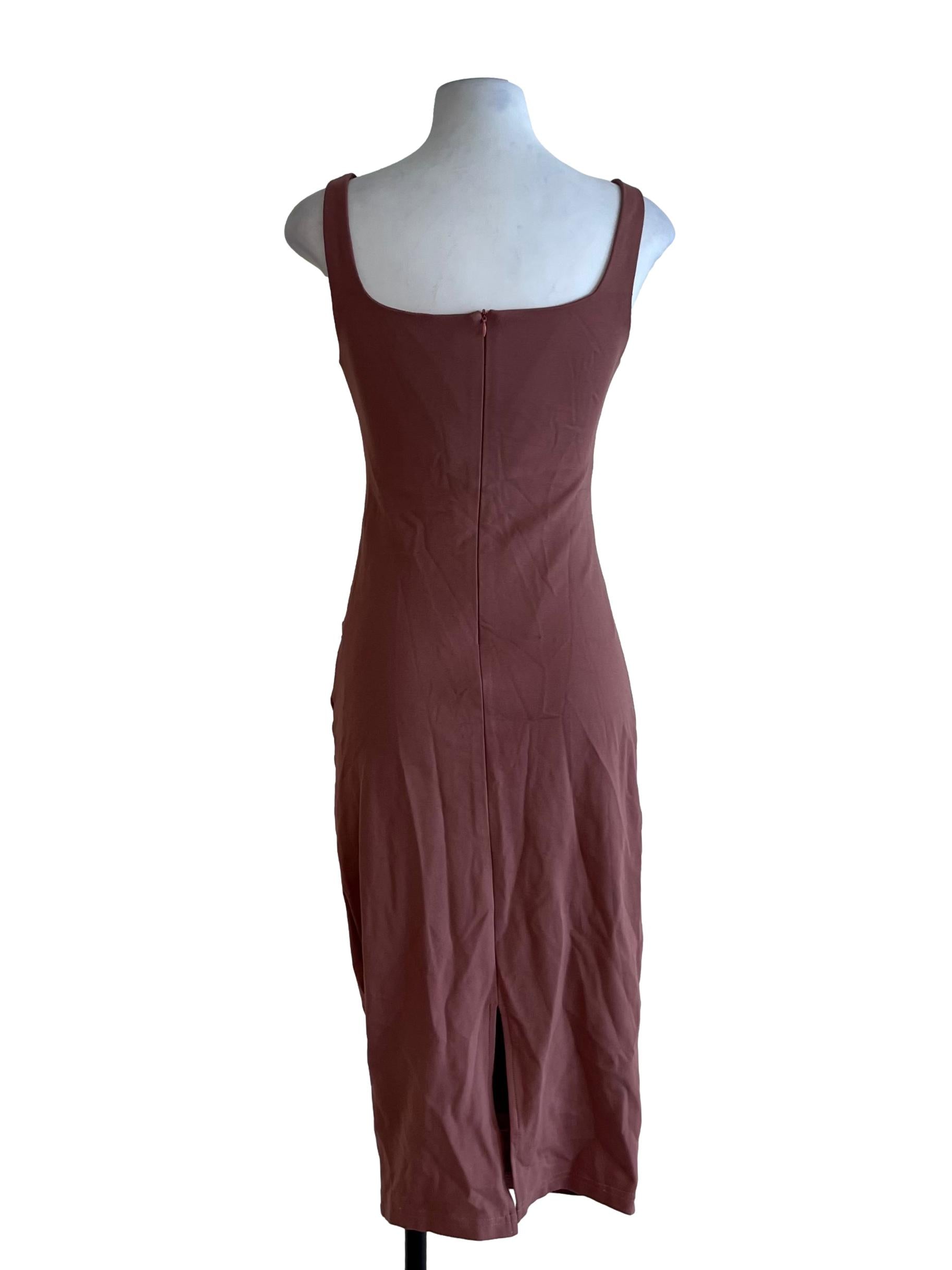 Blush Pink Square Neckline Sheath Dress