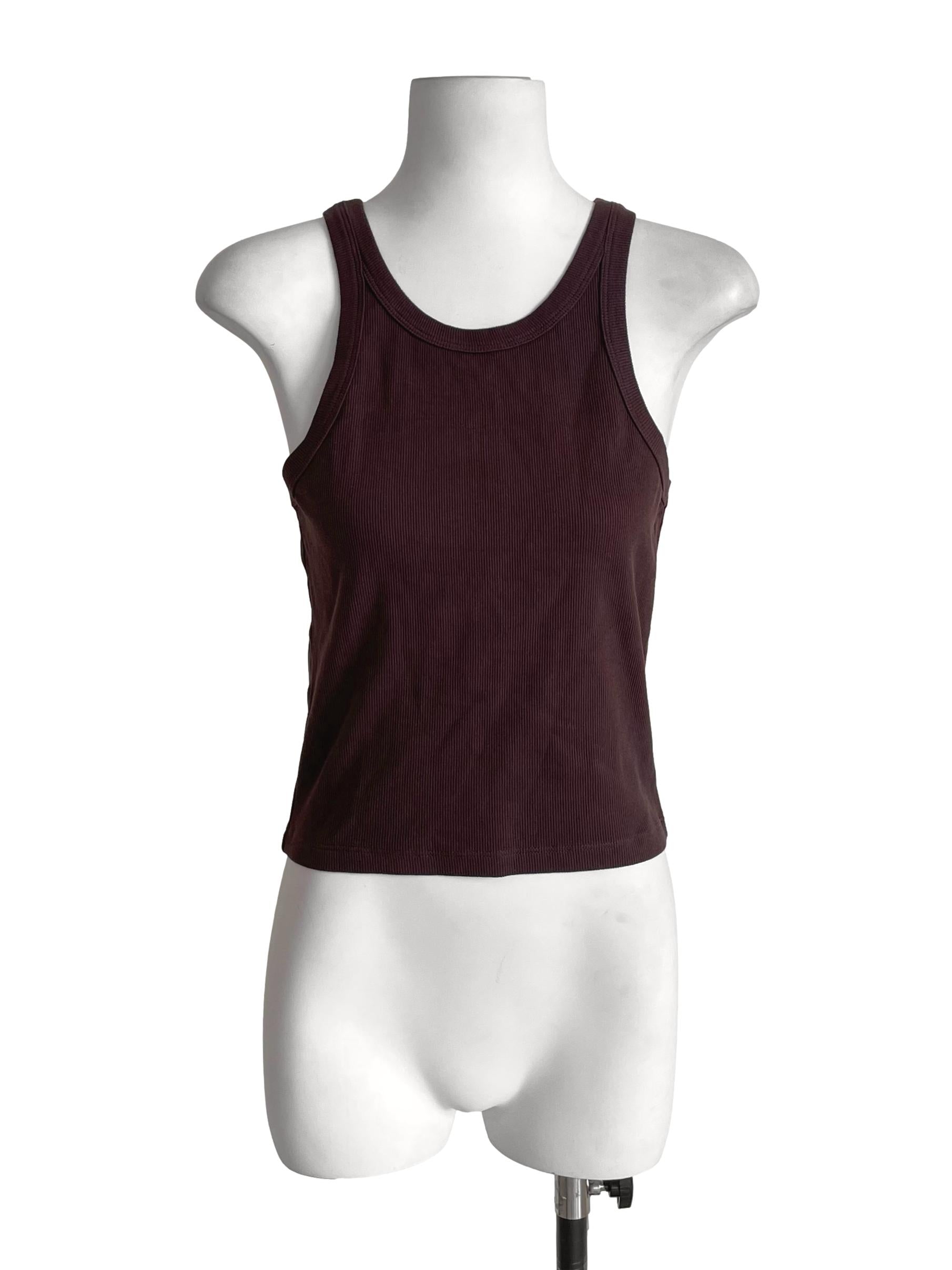 Umber Brown Knit Short Tank Top