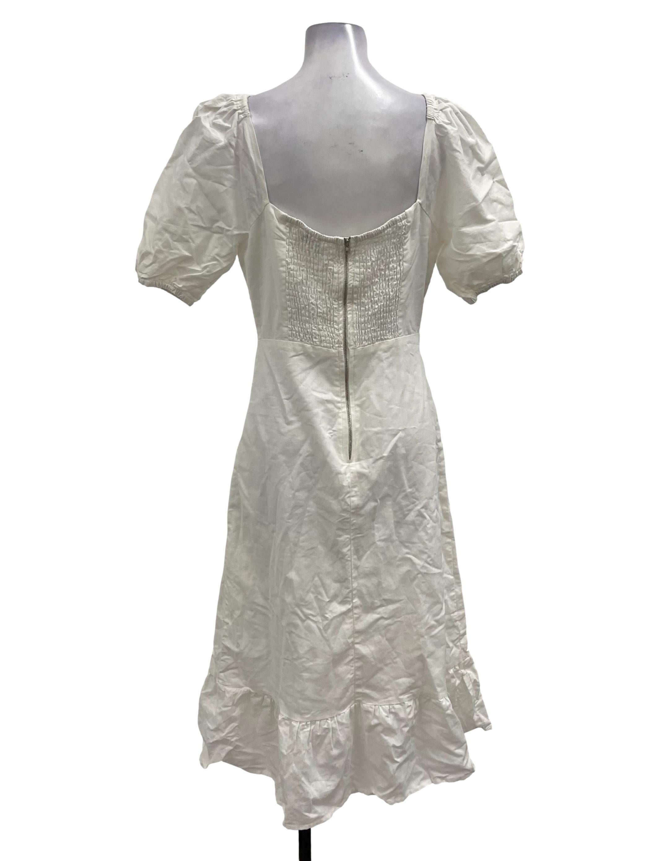 Rihoas White Square Neck Smock Back Maxi Dress