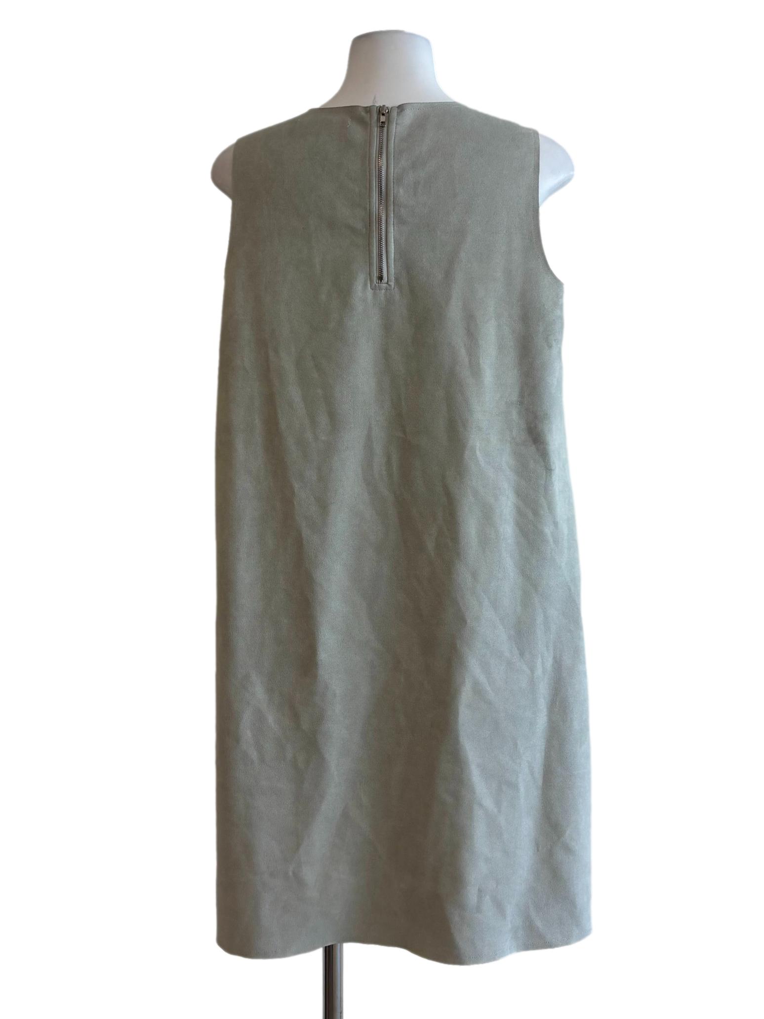 Faded Green Sleeveless Suede Dress