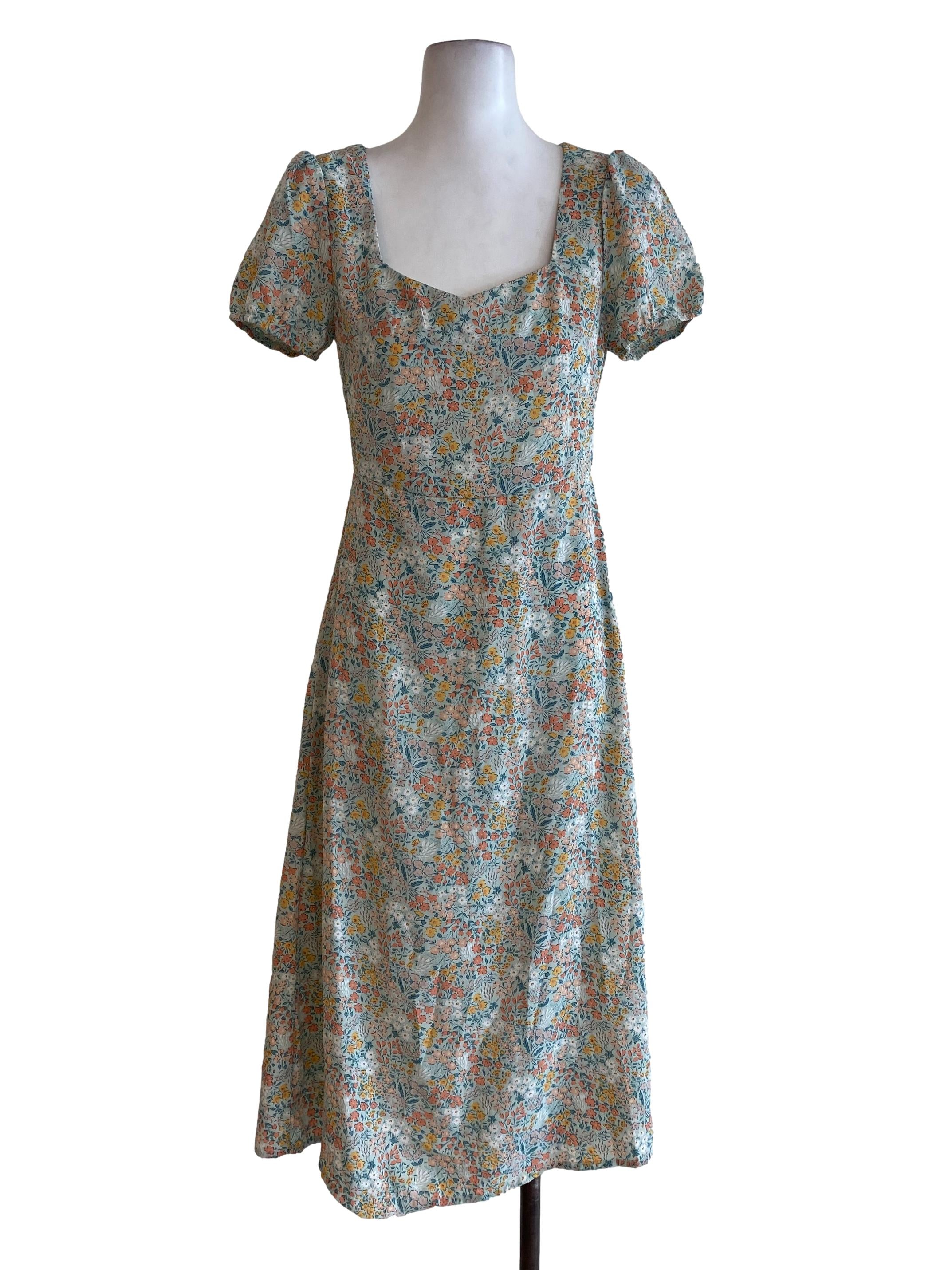 Green Floral Empire Dress