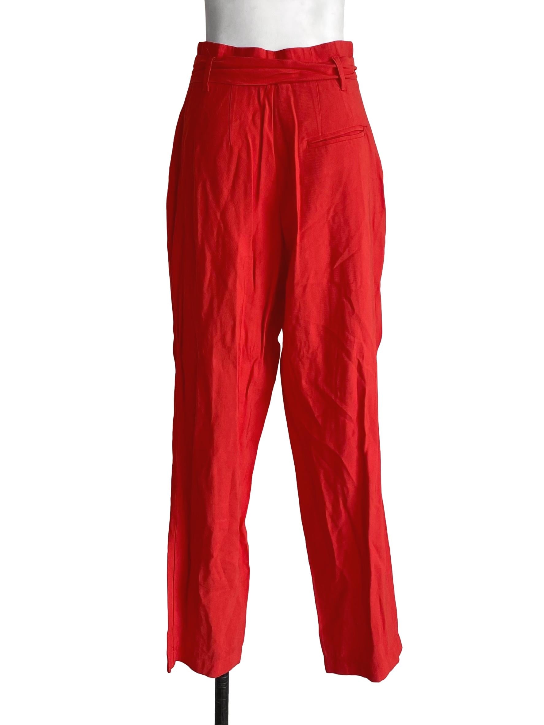 Light Coral Orange Pleated Long Pants