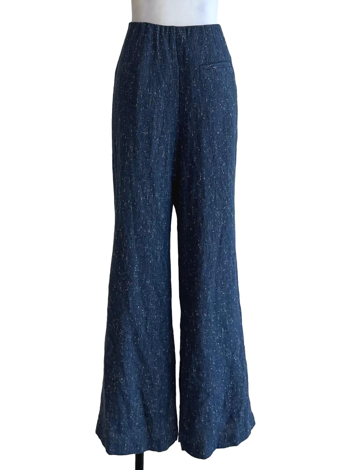Blue Tweed Pattern Formal Pants