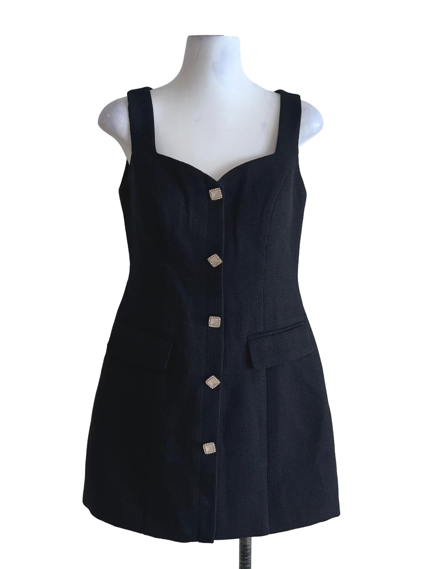 Black Tweed Sweetheart Sheath Dress