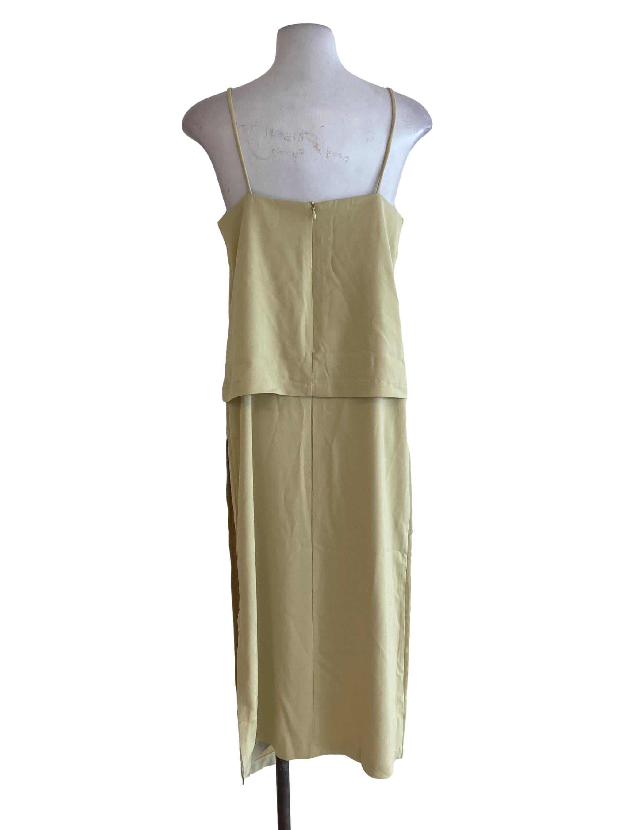 Green Yellowish Layered Slip Dress TEM