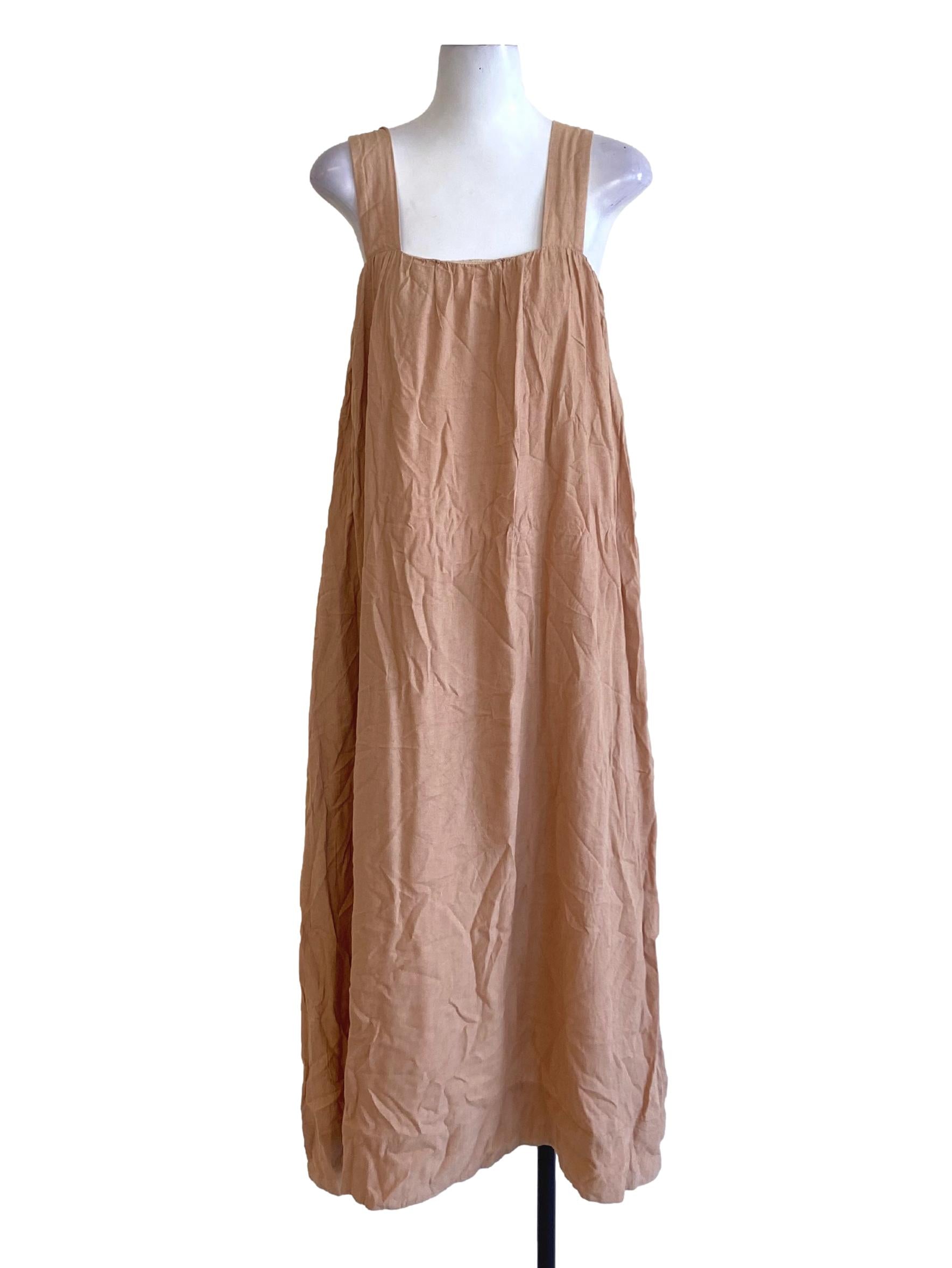 Sepia Brown Square Neck Slip Dress