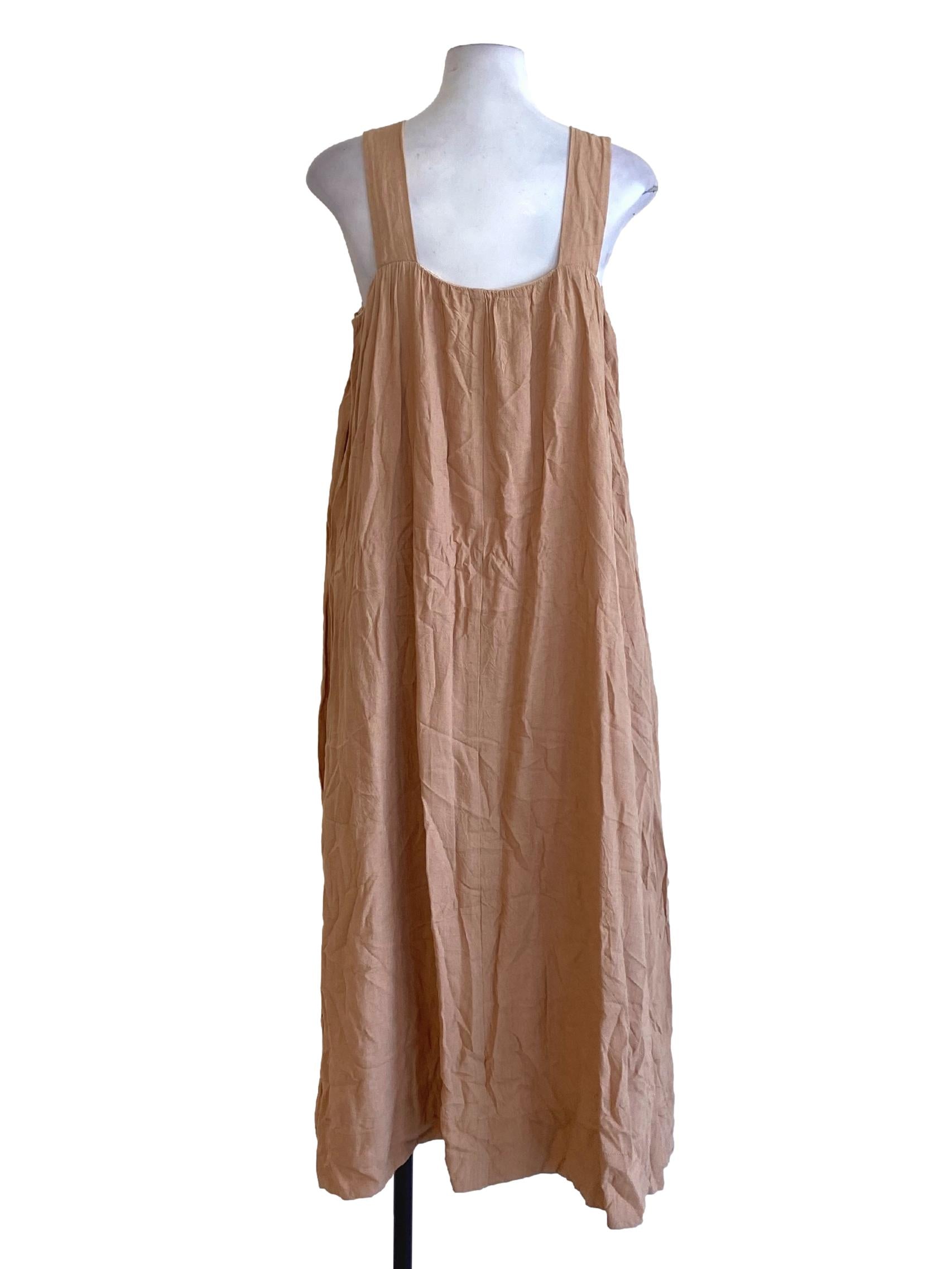 Sepia Brown Square Neck Slip Dress