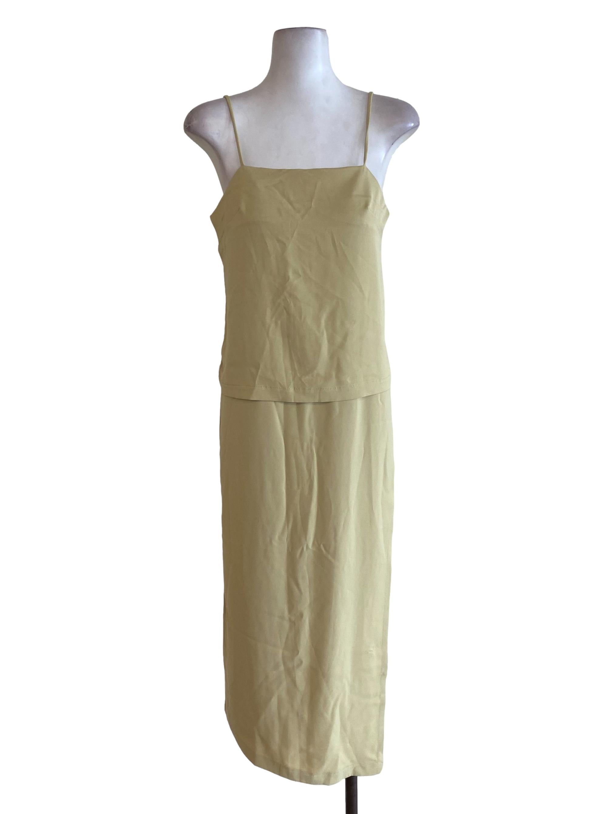 Green Yellowish Layered Slip Dress TEM