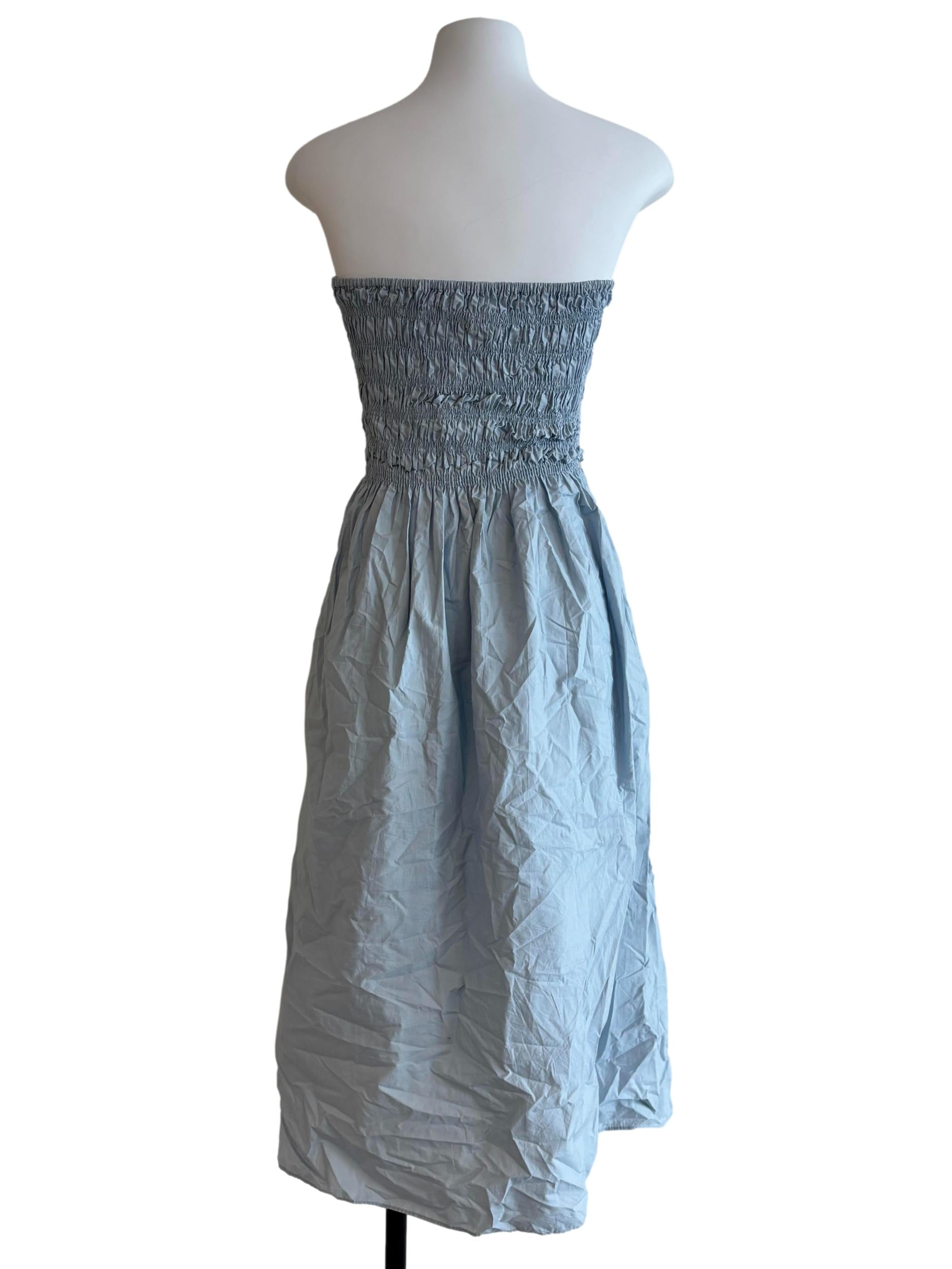 Baby Blue Strapless Smocked Dress