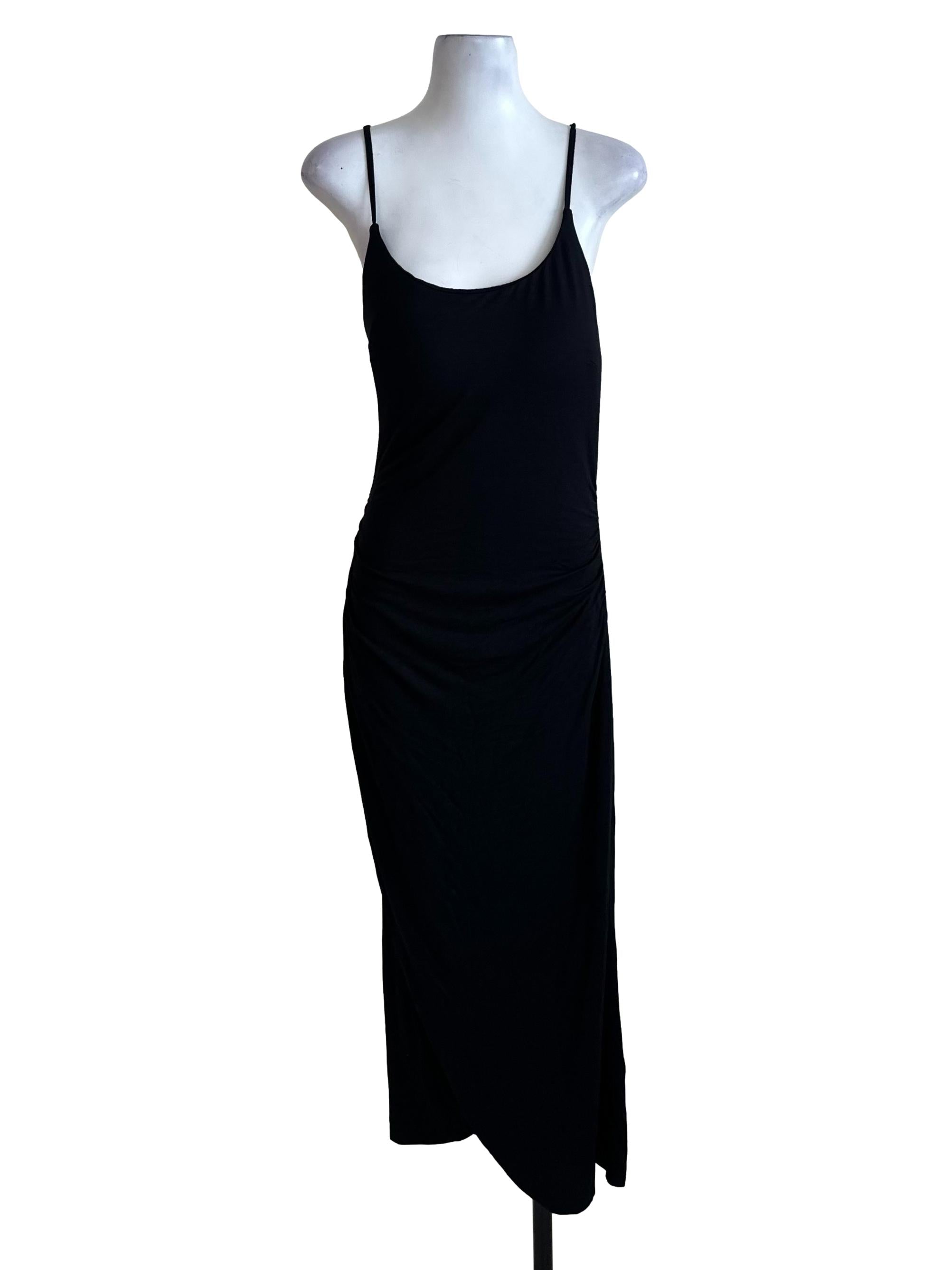 Onyx Black Scoop Back Overlap Bodycon Dress