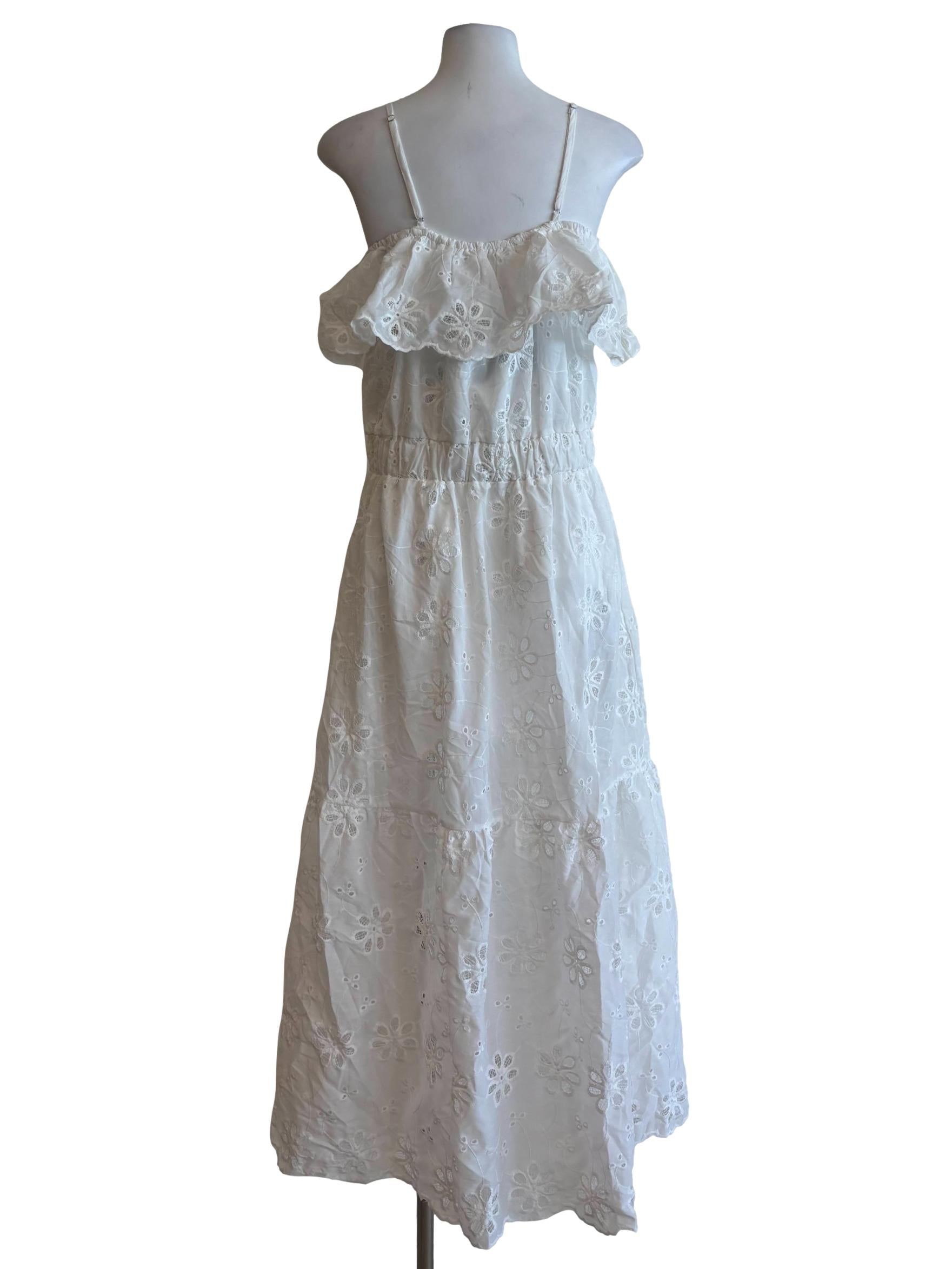Powder White Embroidered Cotton Dress