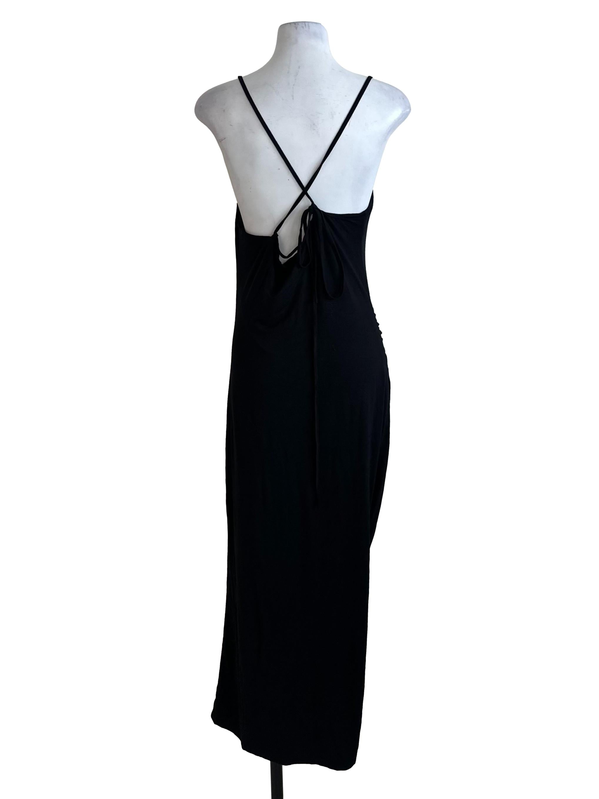 Onyx Black Scoop Back Overlap Bodycon Dress