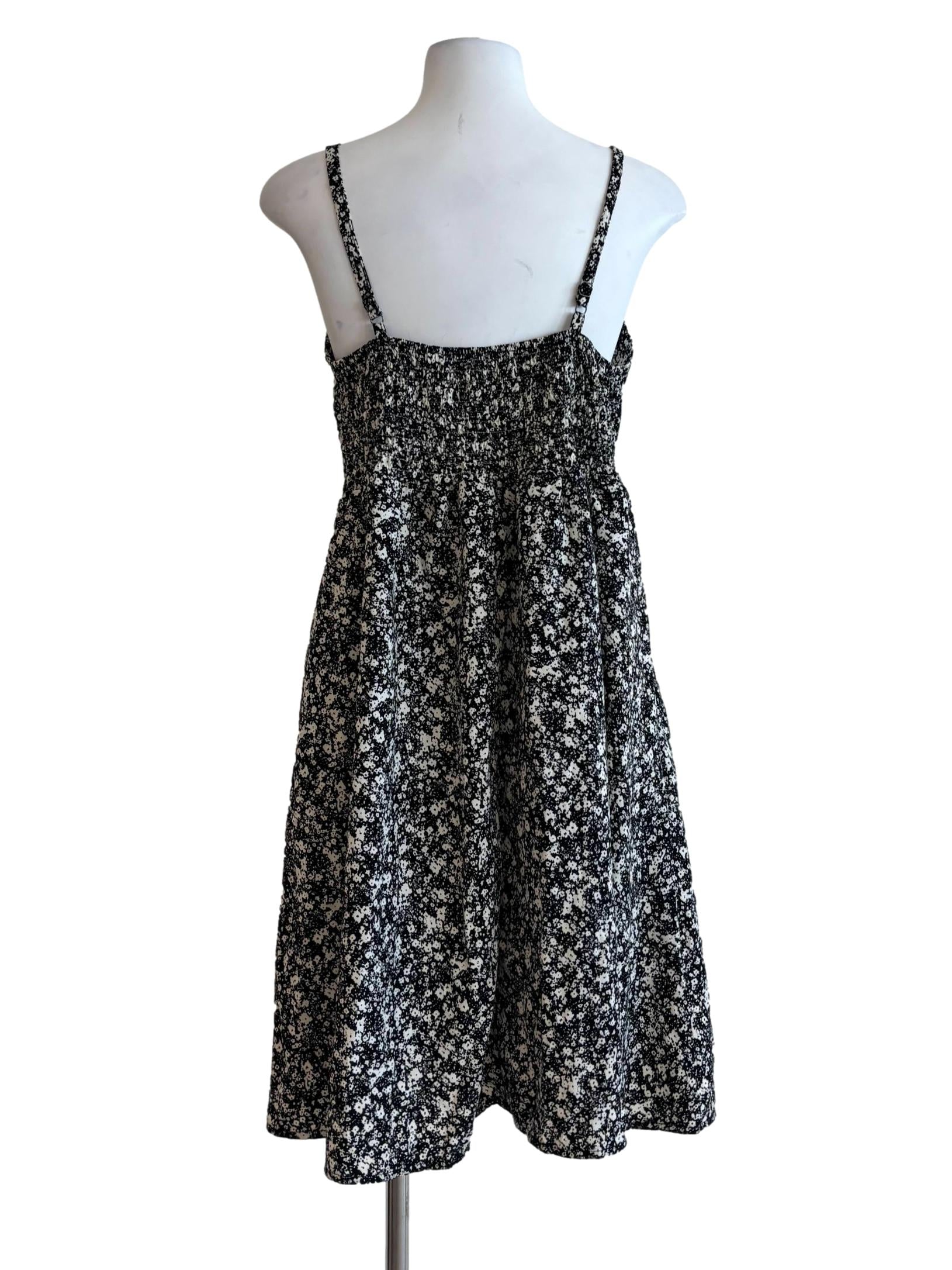 Black And White Printed Sweetheart Flare Dress