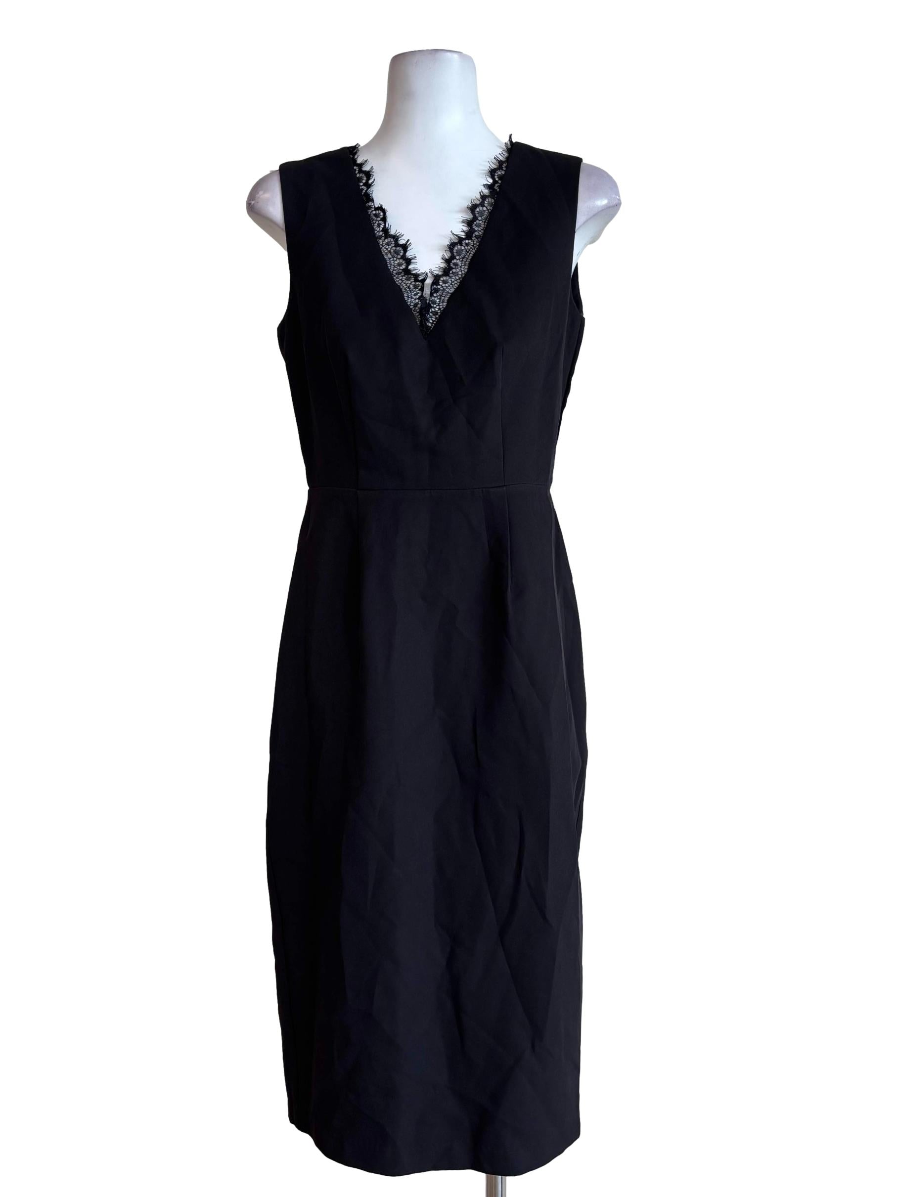 Black Sleeveless V Neck Dress