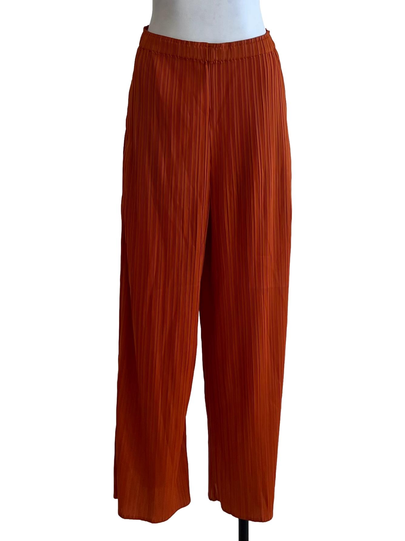 Fire Orange Pleated Formal Pants