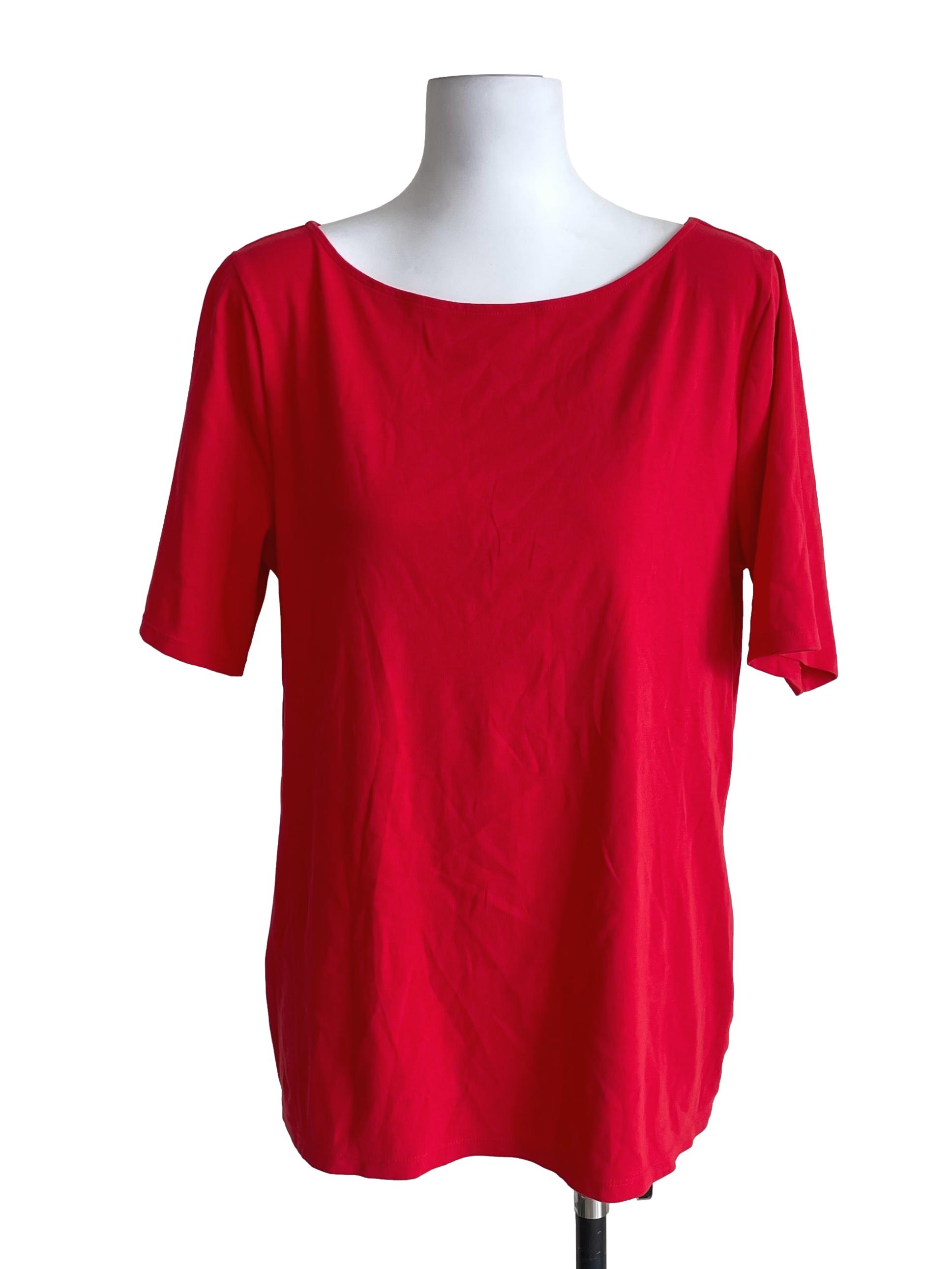 Bright Red Boat Neck T Shirt