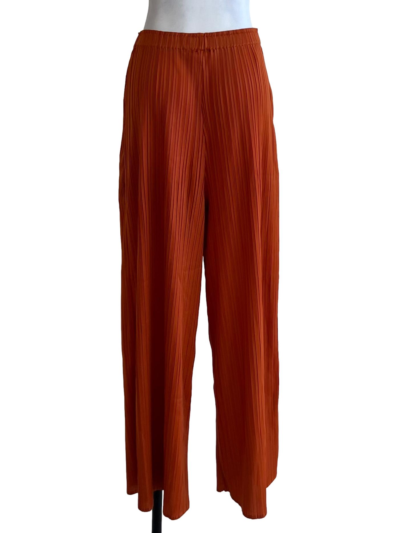 Fire Orange Pleated Formal Pants