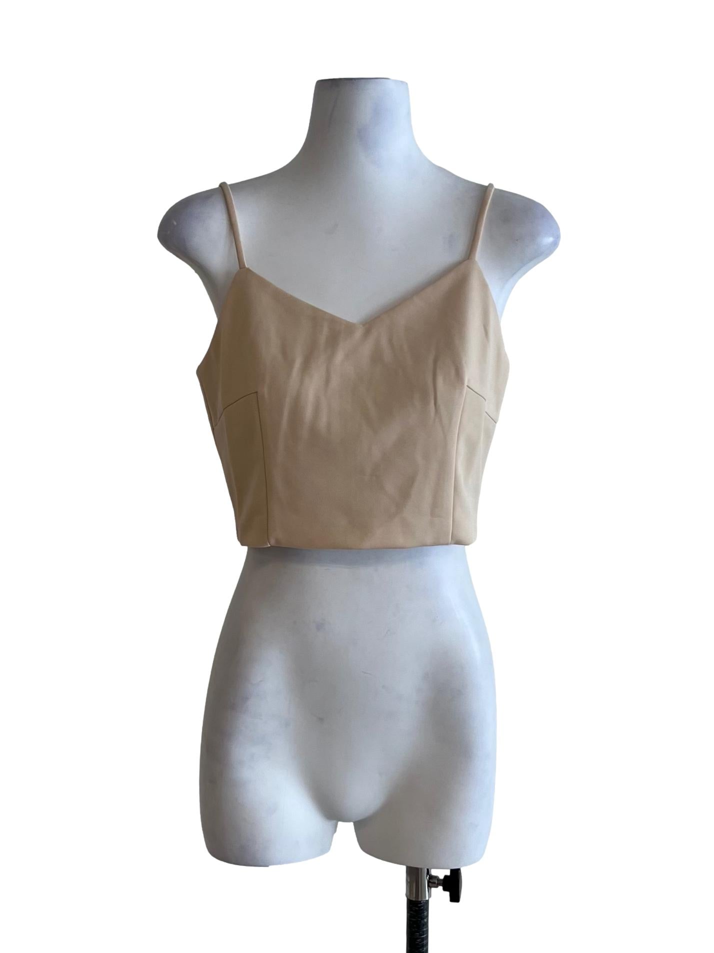 Beige Spaghetti Strap Sleeveless Top
