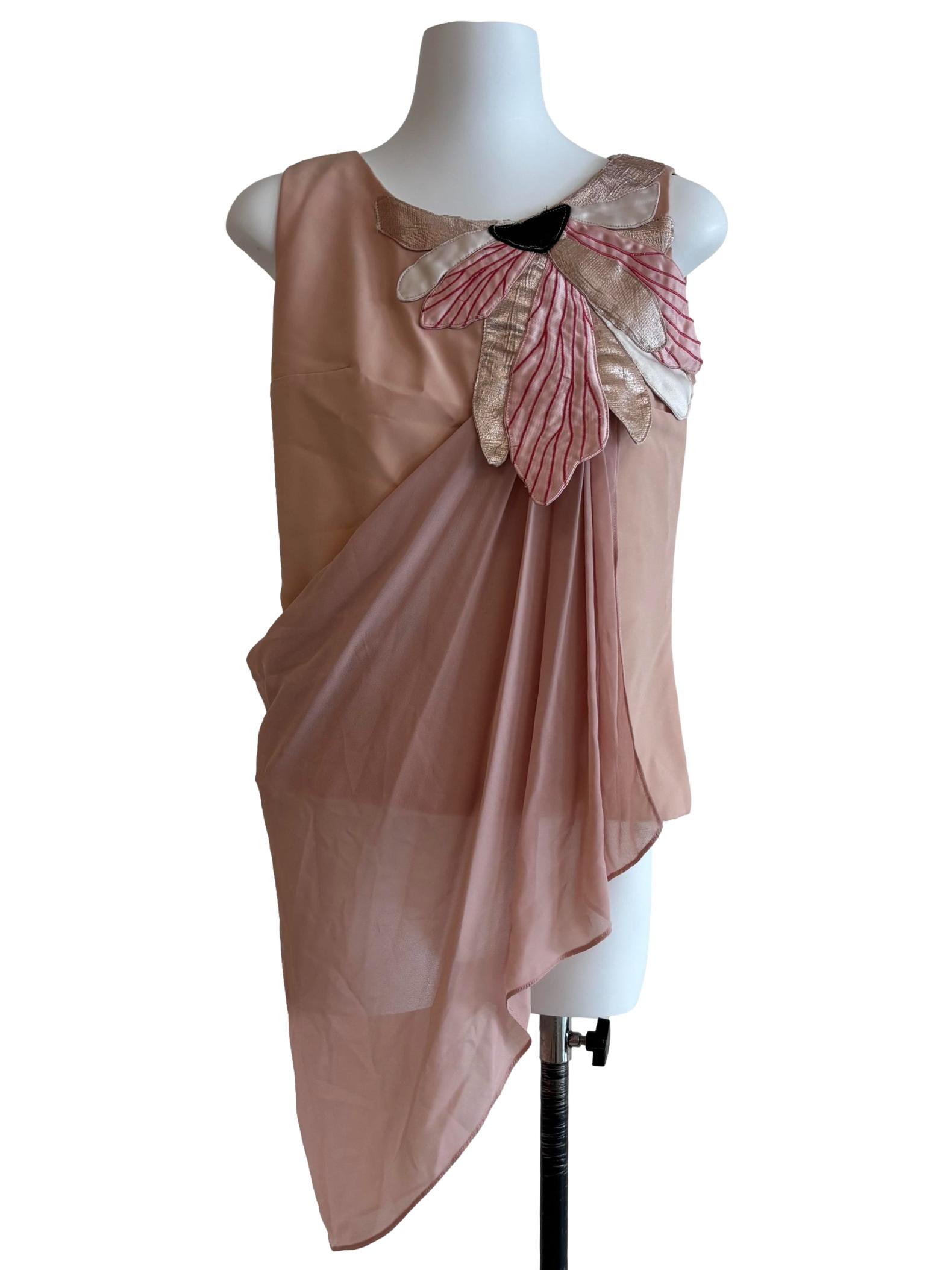 Nude Pink Sleeveless Drape Top