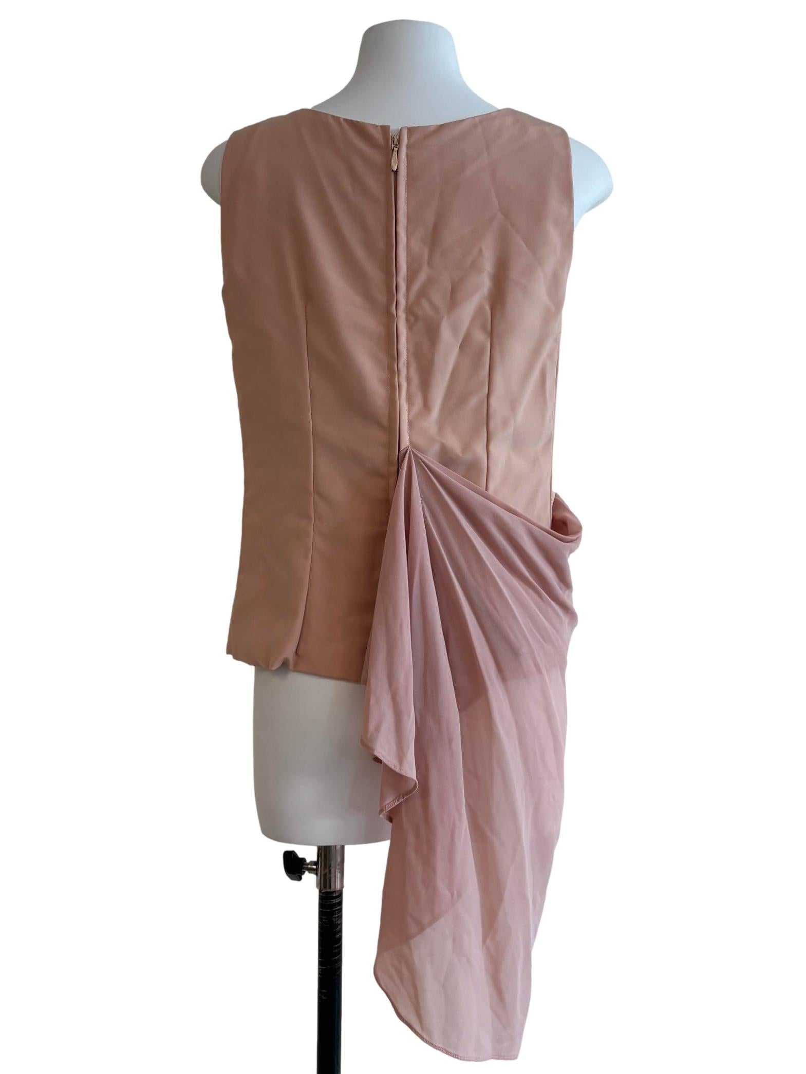 Nude Pink Sleeveless Drape Top