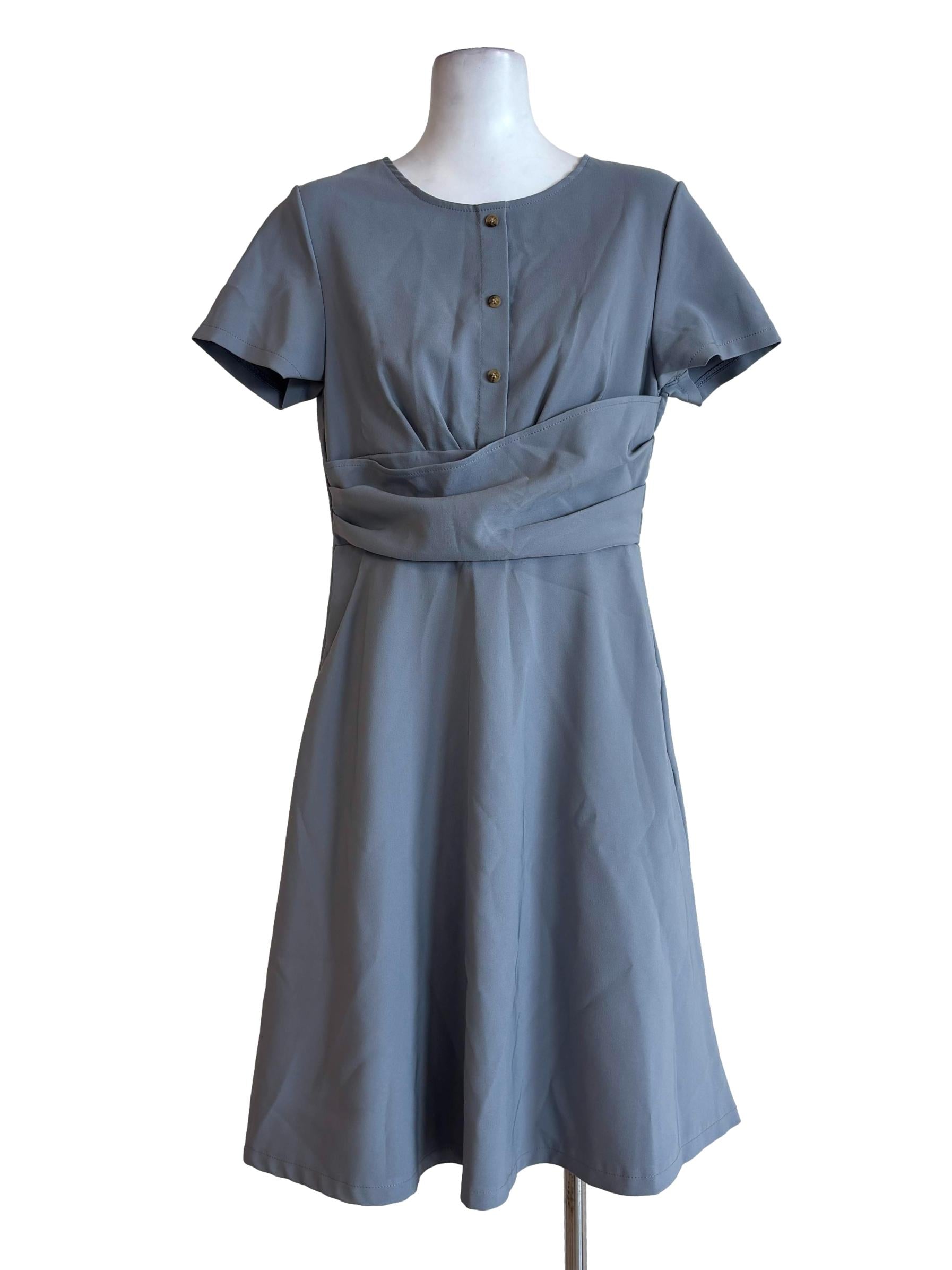 Grey Short Sleeve Midi Dress