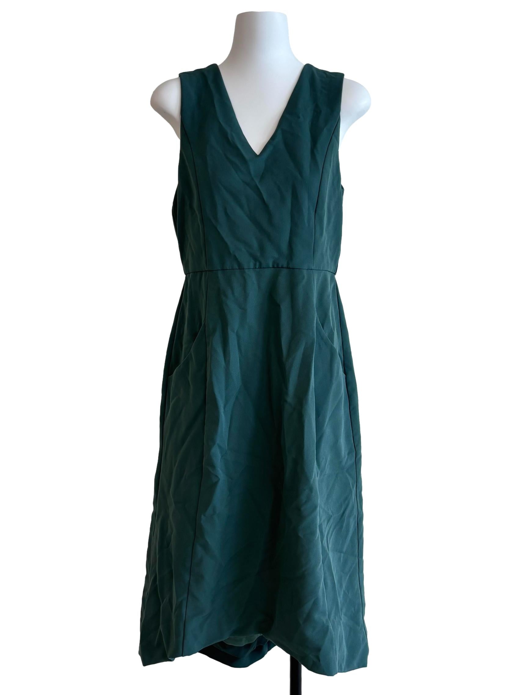 Teal Plain A-Line Dress