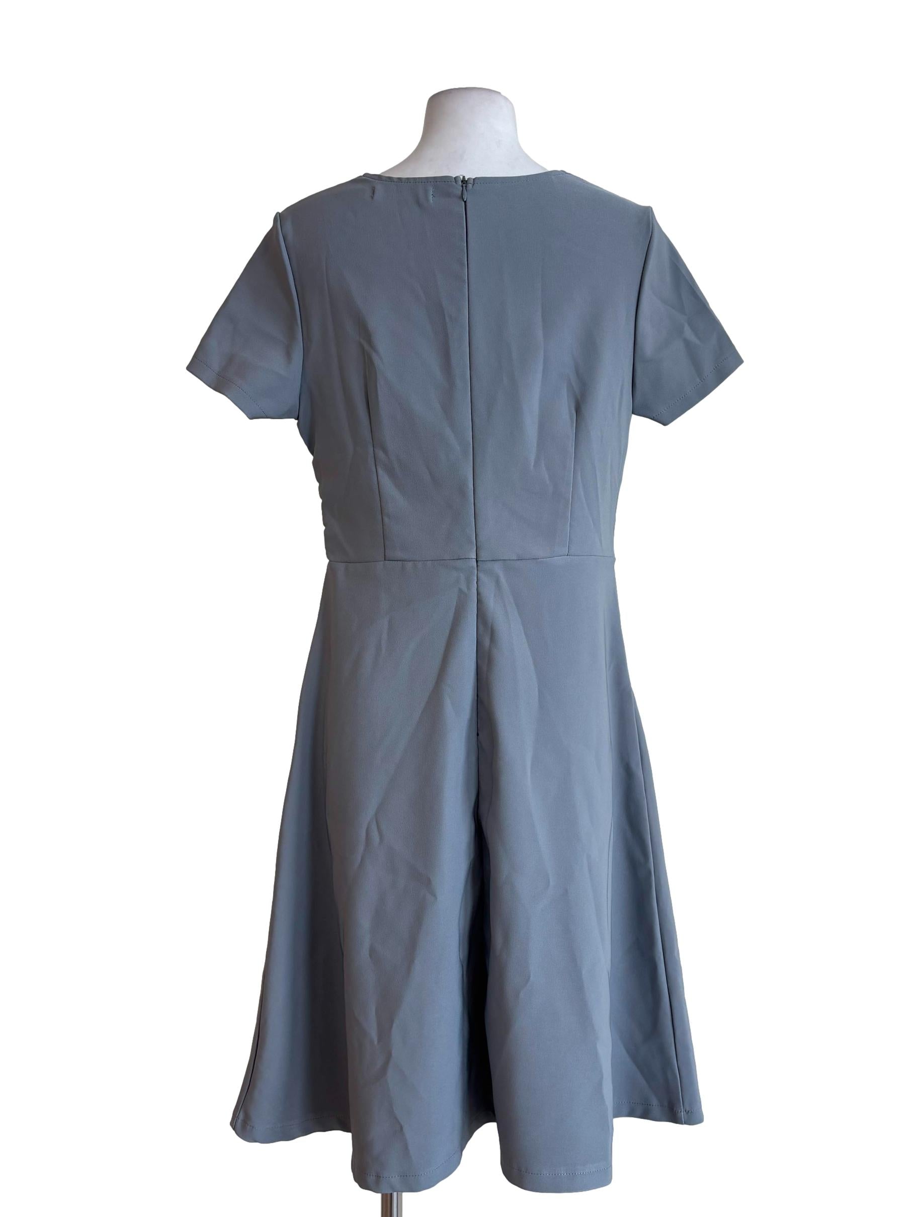 Grey Short Sleeve Midi Dress