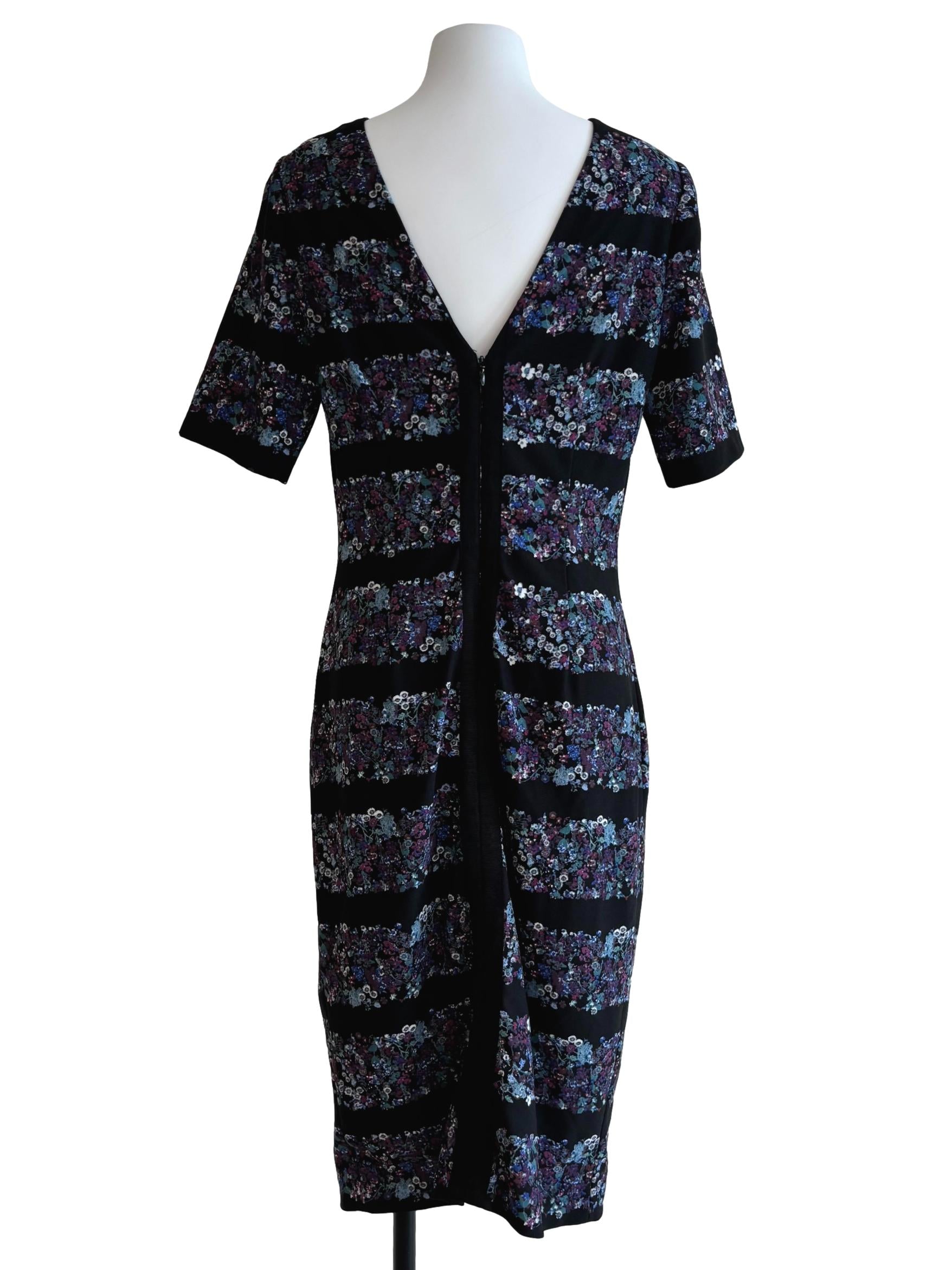 Onyx Black Patterned Pencil Dress