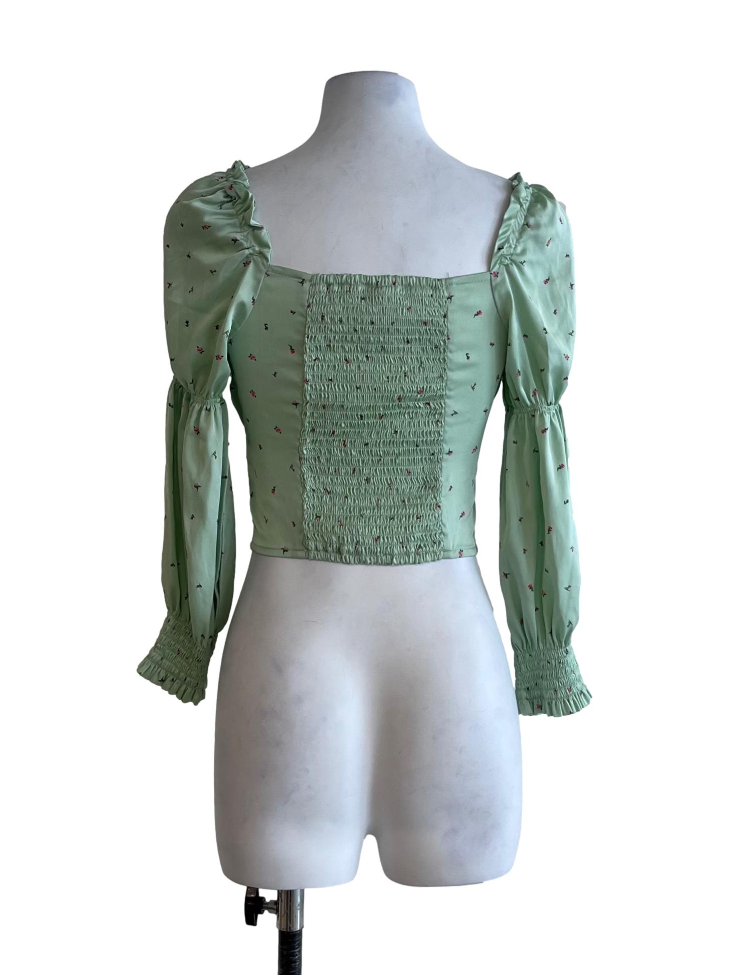 Olive Green Floral Blouse