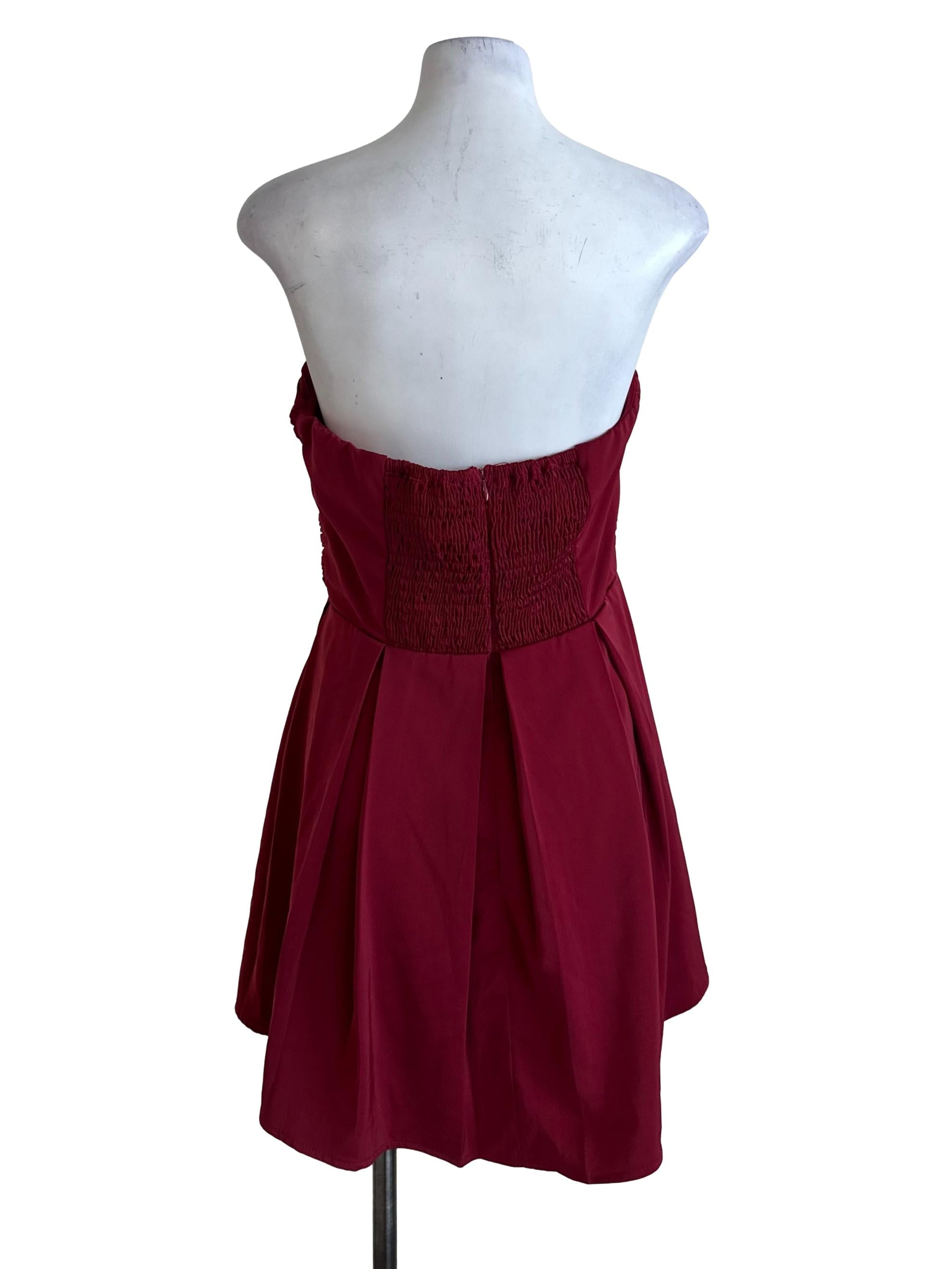 Ruby Red Pleated Strapless Dress