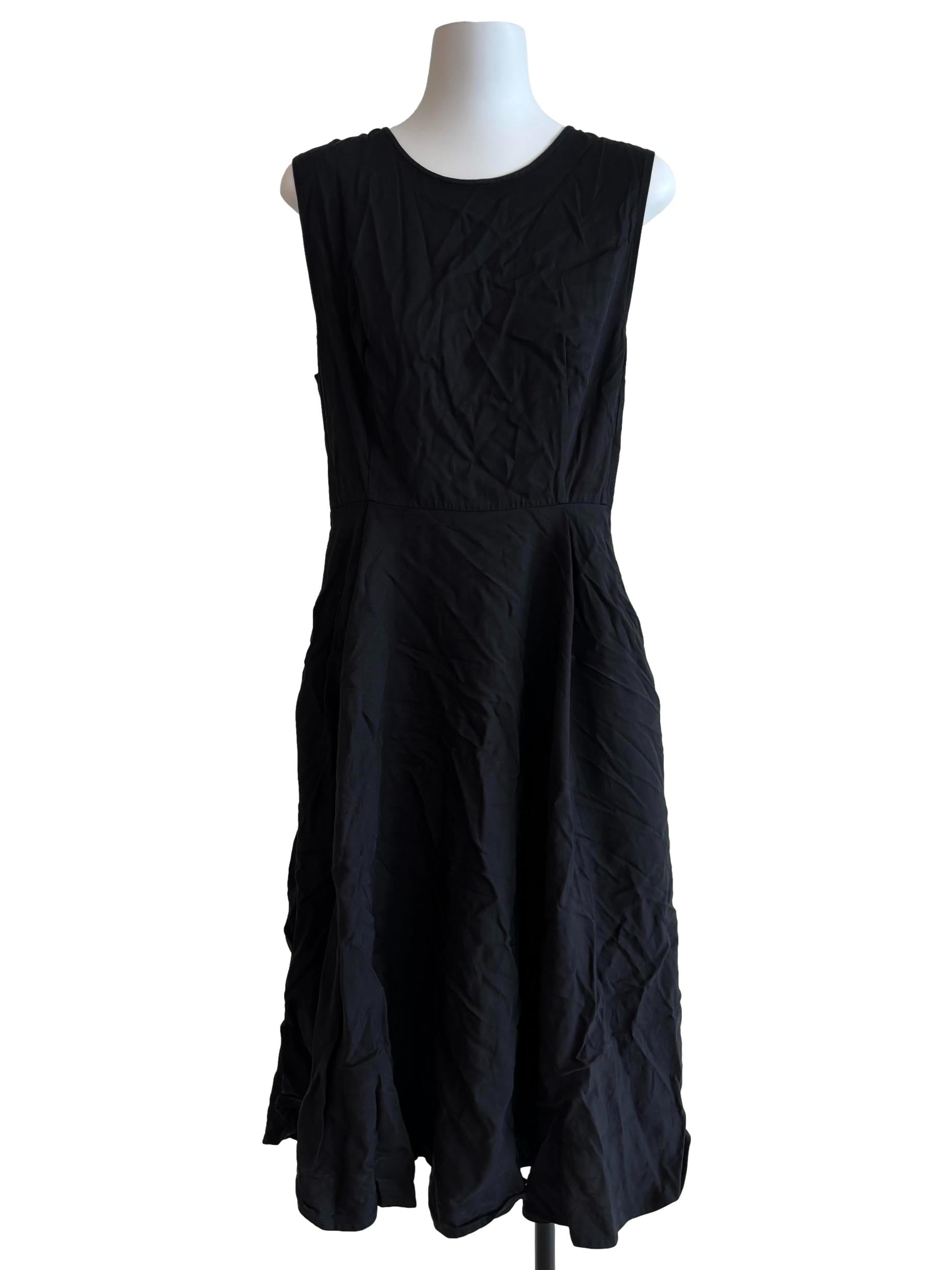 Jet Black Sleeveless Midi Dress
