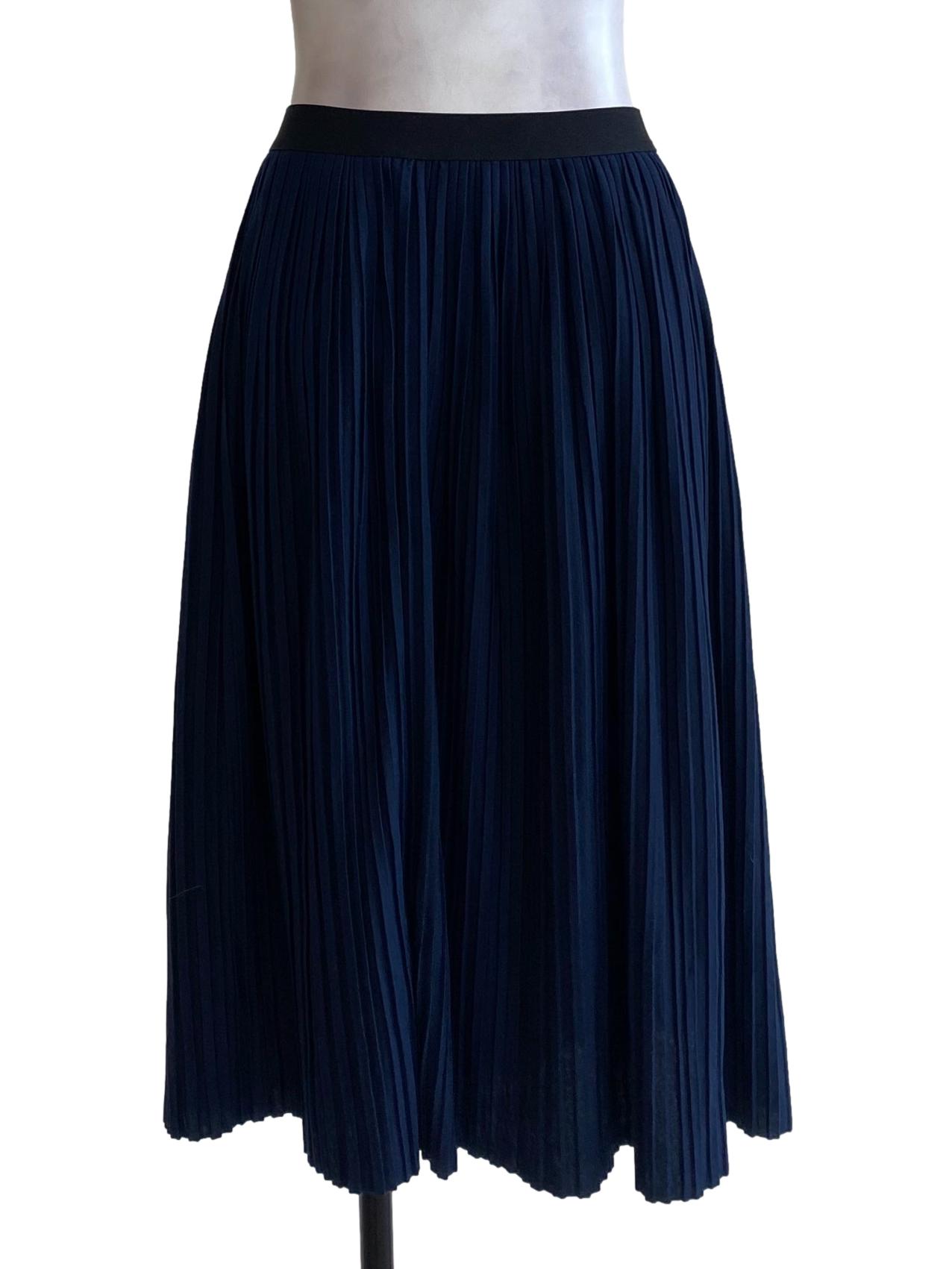 Navy Blue Pleated Skirt