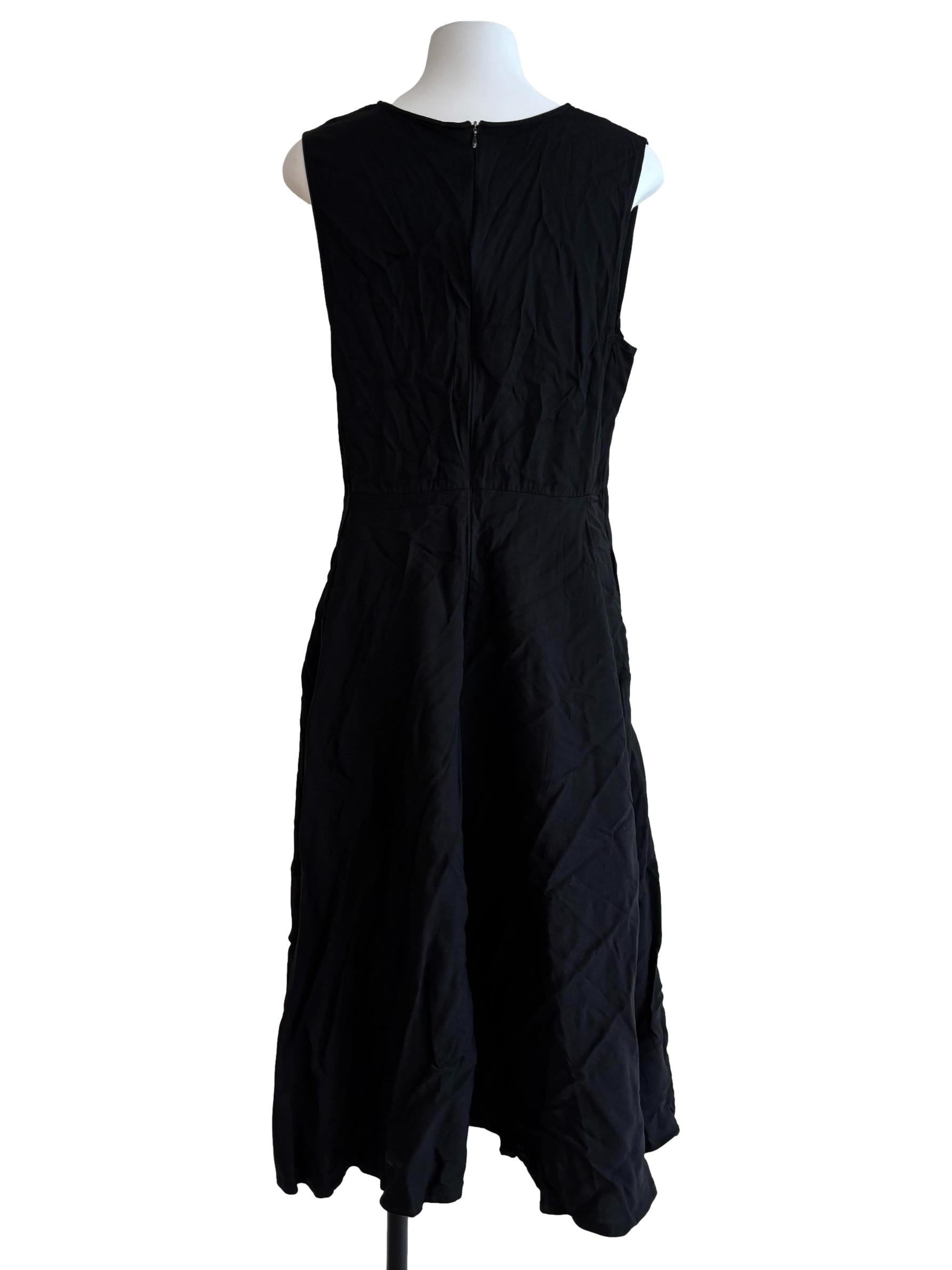 Jet Black Sleeveless Midi Dress
