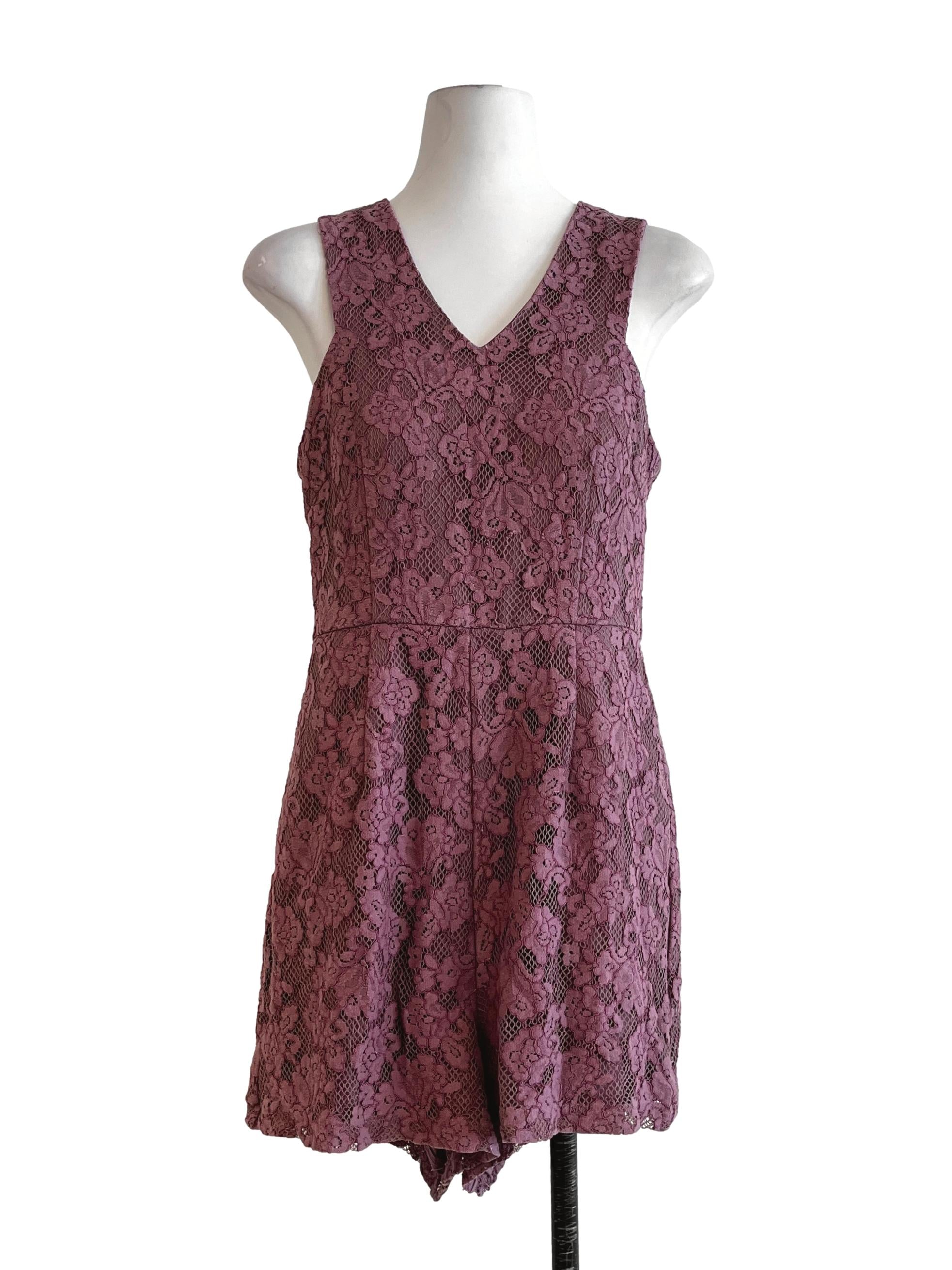 Rosewood Pink V-Neck Sleeveless Romper