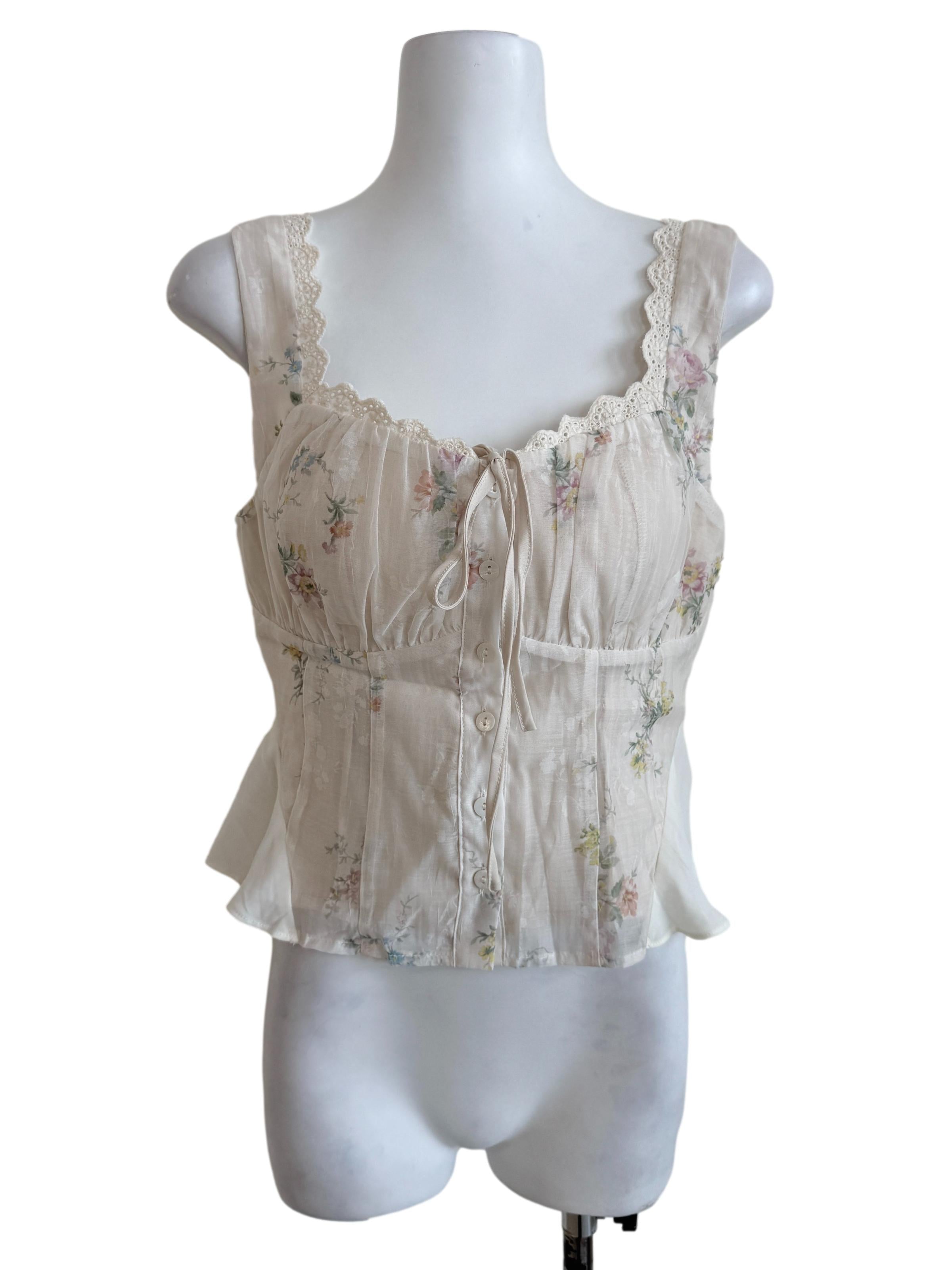 Pearl White Floral Printed Top