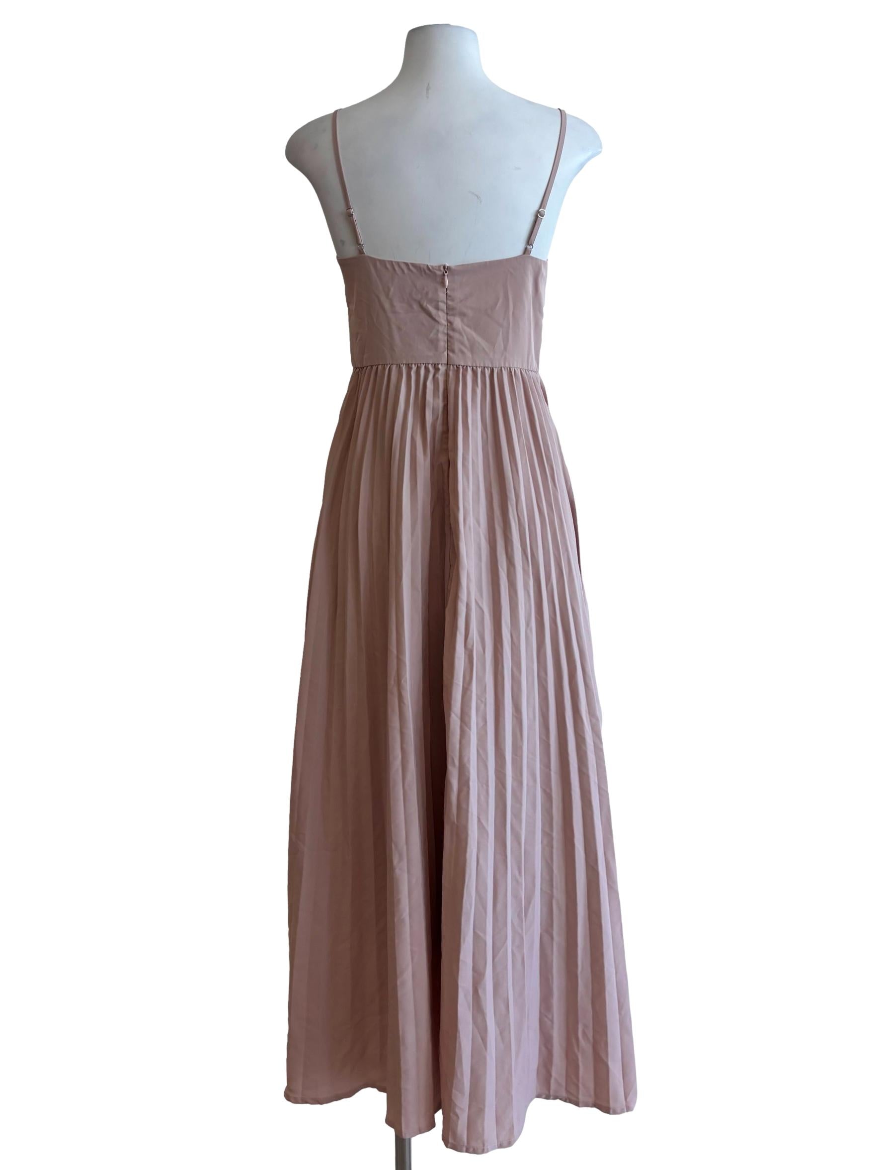 Nude Pink Sweetheart Pleated Dress